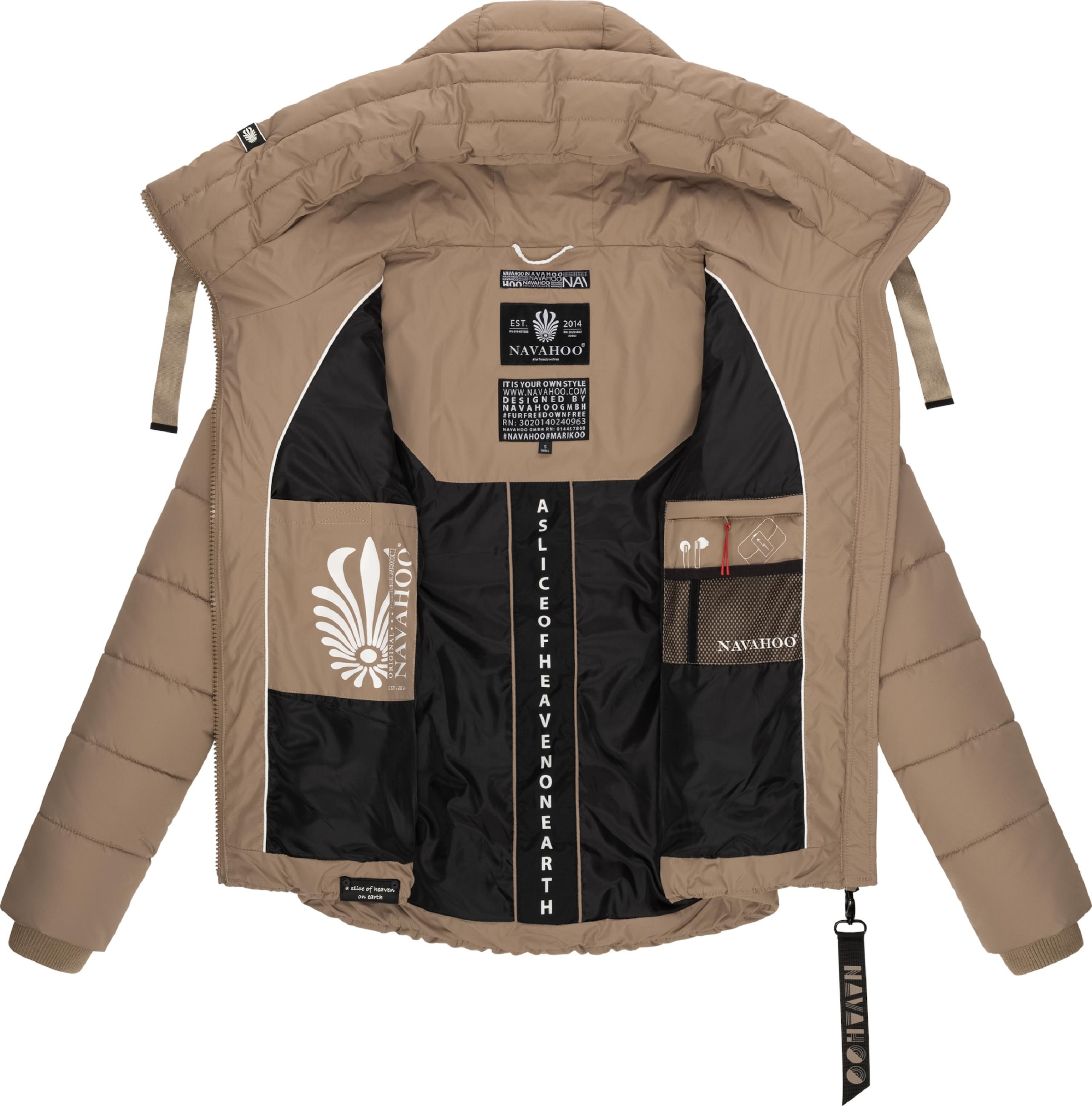 Navahoo Steppjacke »Steppjacke Amayaa« mit Kapuze stylische Damen Winterjacke mit coolen Applikationen