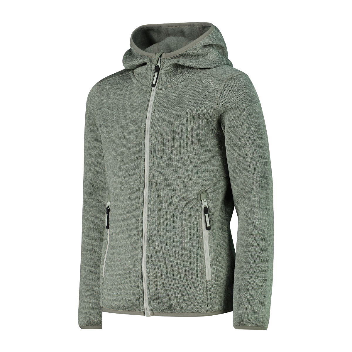 CMP Strickfleecejacke 1 Stk. tlg. mit Kapuze für Kinder, mit Kapuze, mit Logoschriftzug und Kontrastbändern