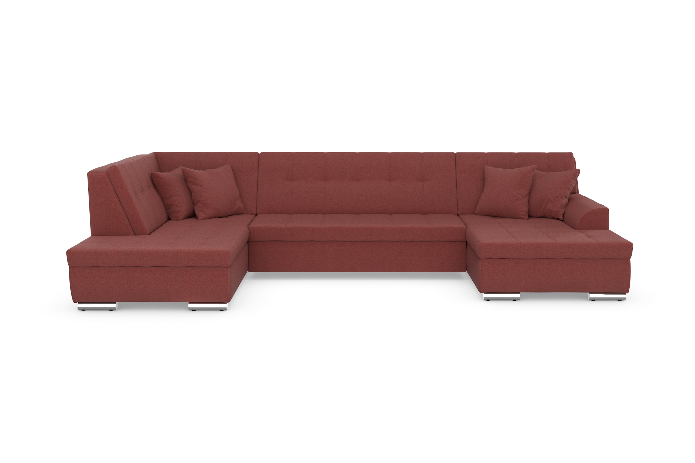 DOMO collection Wohnlandschaft »Treviso incl. Zierkissen, moderne Steppung, XXL: B/T/H: 364/201/83 cm«, wahlweise mit Bettfunktion, in vielen Bezugsarten auch in Cord U-Form