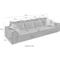 Jockenhöfer Gruppe Big-Sofa, mit schwebender Optik und künstlerischer Raffung an der vorderen Kante, Federkernpolsterung, frei im Raum stellbar