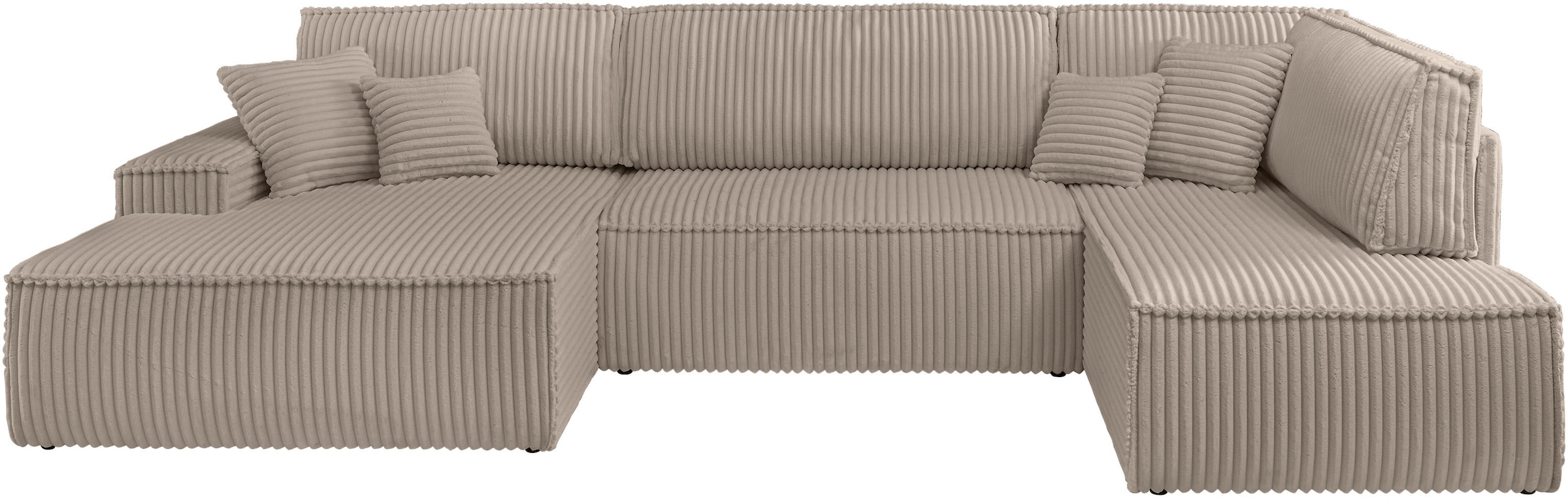 OTTO home Wohnlandschaft »FINNLEY  Cord U-Form XXL 329 cm - OTTO. Verlässliche Qualität.« Schlafsofa, Bettkasten, in Bouclé, Struktur fein und Mega Cord