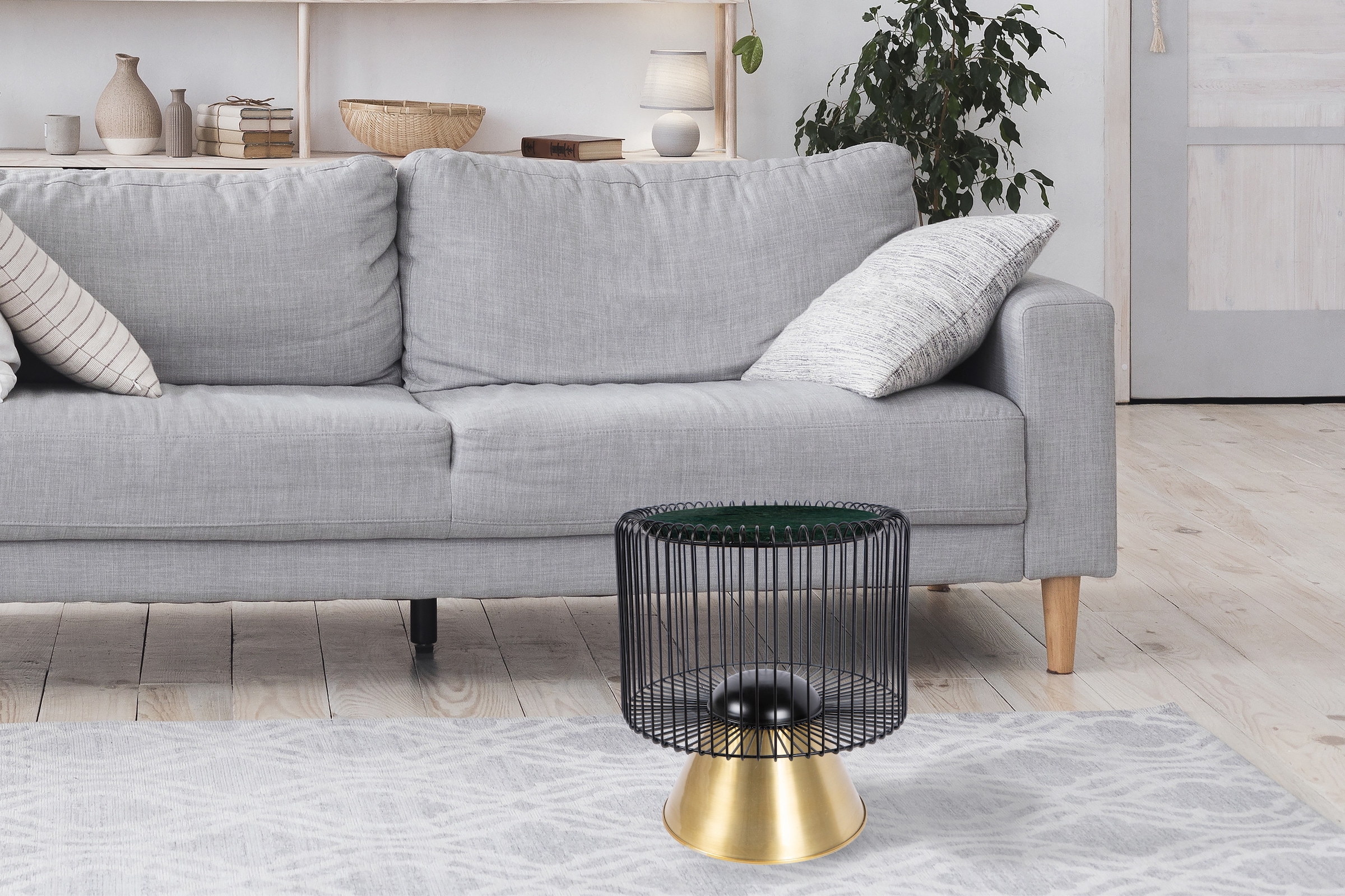 Kayoom Beistelltisch »Malibu 125, Runde Platte aus original Marmor, pflegeleicht«, (1 St.), ø-Marmorplatte: ca. 40 cm, angesagtes Metalldesign, pflegeleicht
