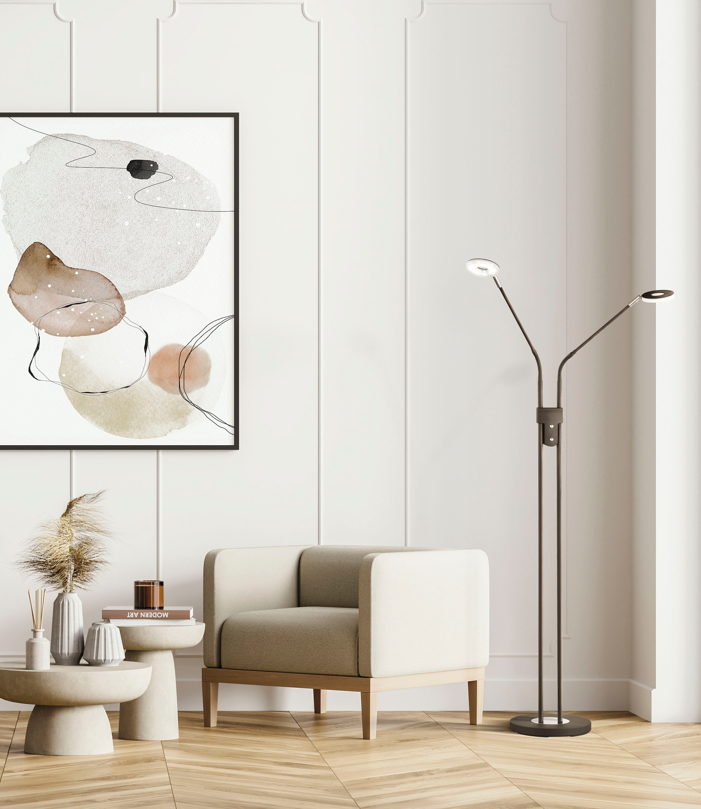 FISCHER & HONSEL LED Stehlampe »Dent« LED-Modul 1 Stk. Neutralweiß | Warmweiß 3-Stufen-CCT Technologie