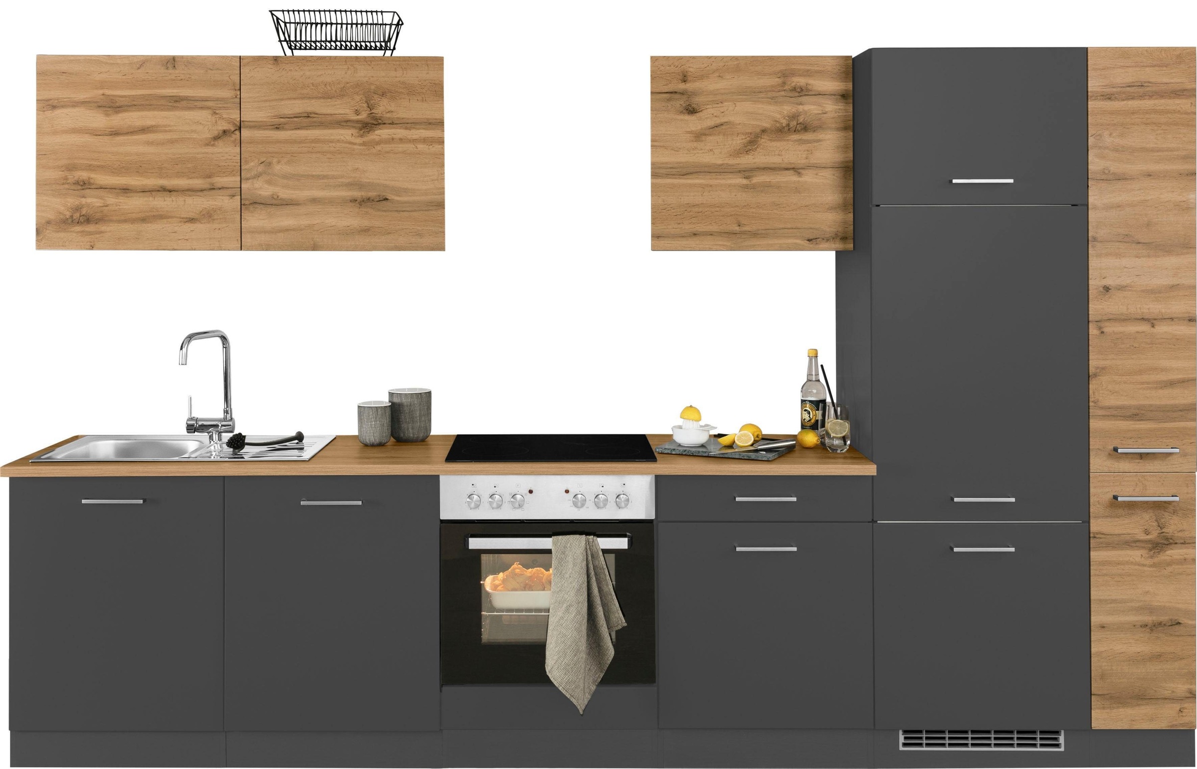 KOCHSTATION Küchenzeile »KS-Kehl«, ohne E-Geräte, Breite 330 cm, für Kühlschrank