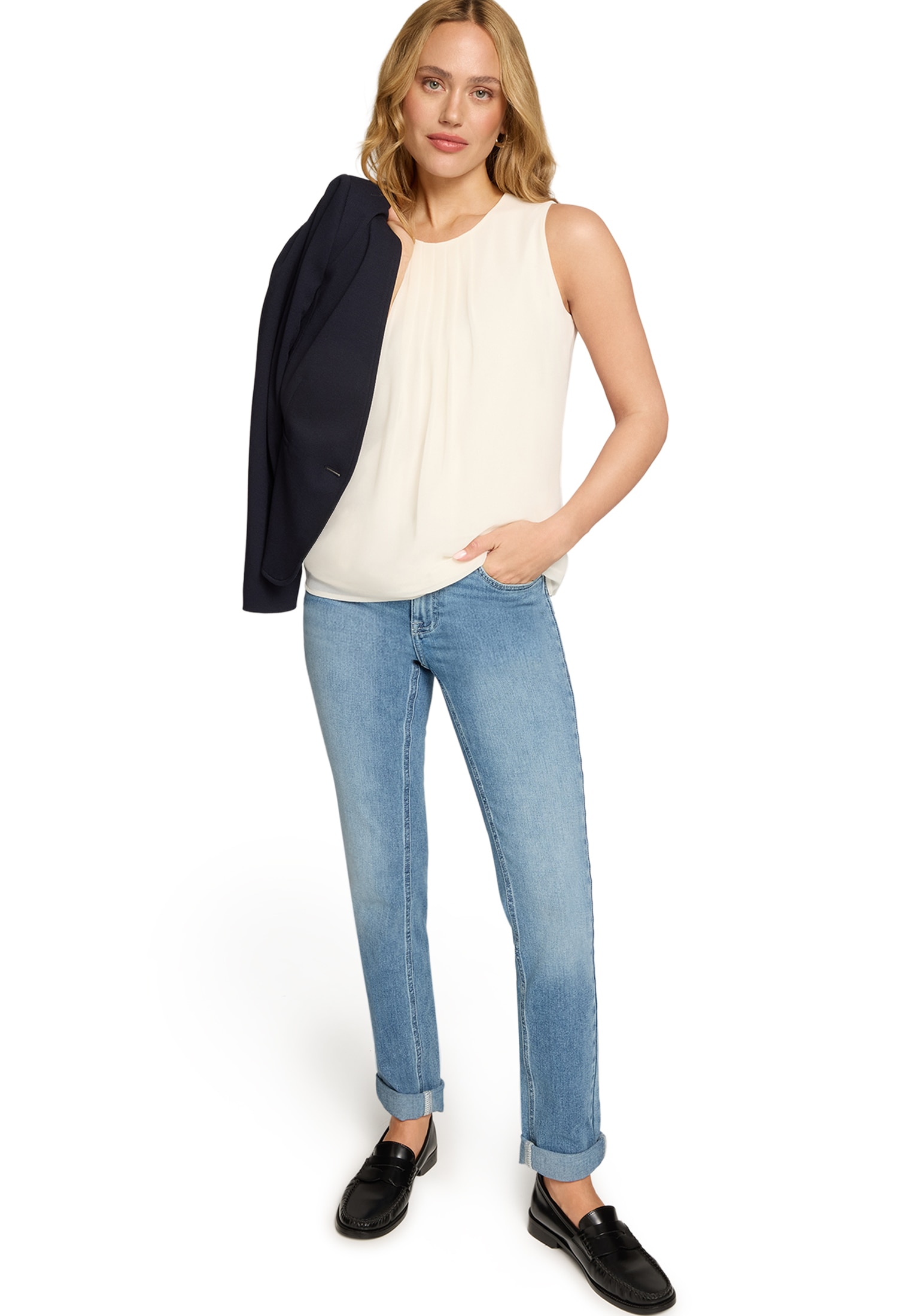 Zero Blusentop »Blusentop mit Rundhalsausschnitt«