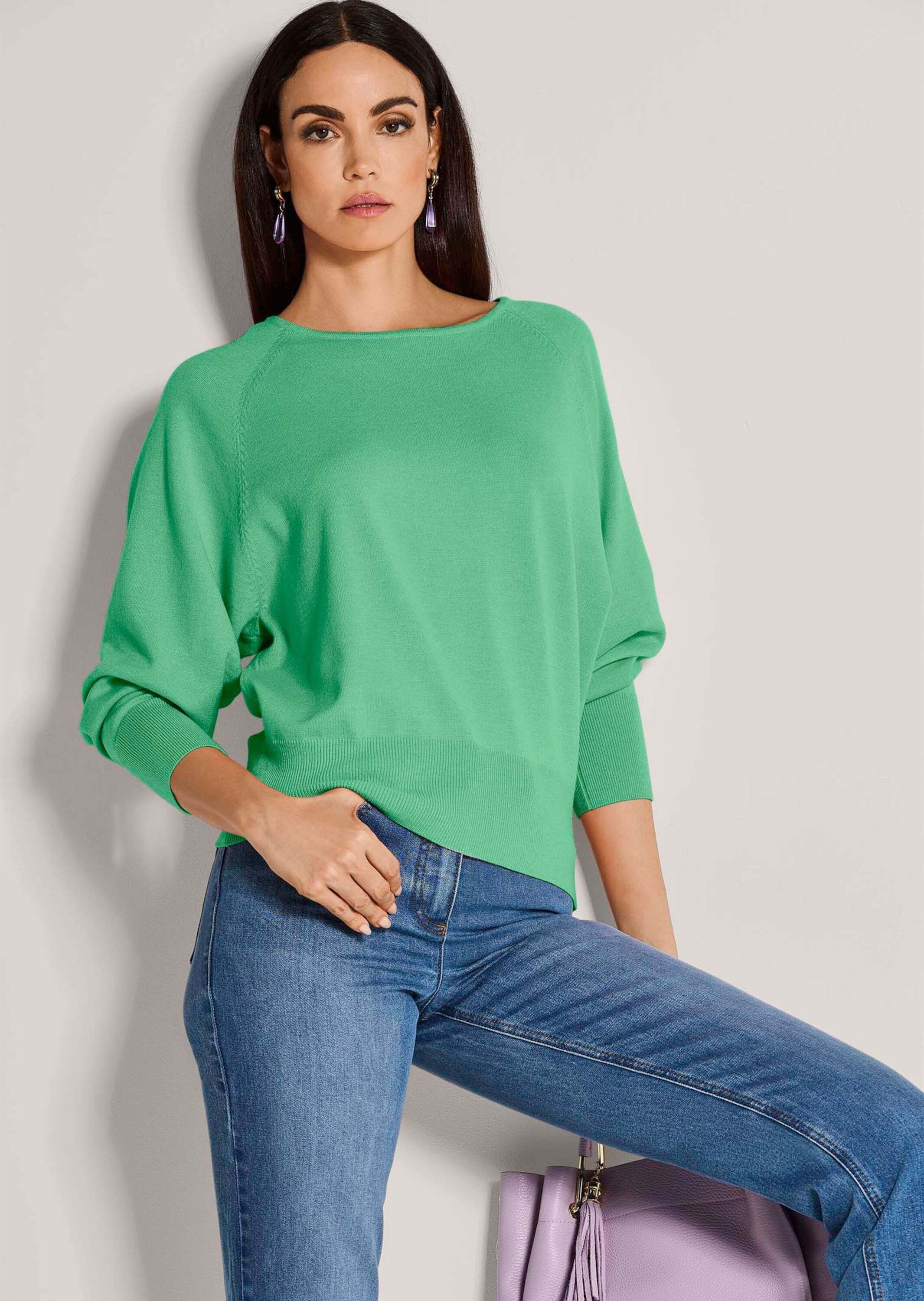 MADELEINE Longpullover »Pullover Basic Strickpullover mit Fledermausärmeln«