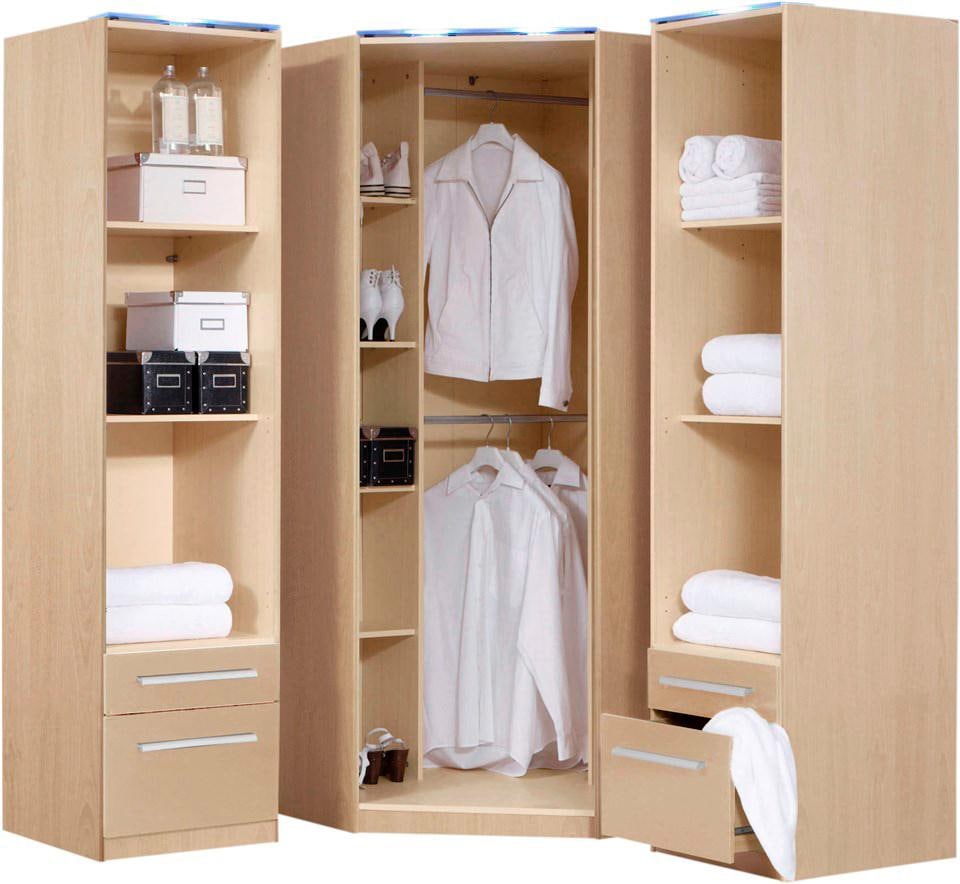 priess Eckkleiderschrank »Barcelona Kleiderschrank Ecklösung Raumwunder« in 2 Tiefen Schrank Eckschrank Garderobe