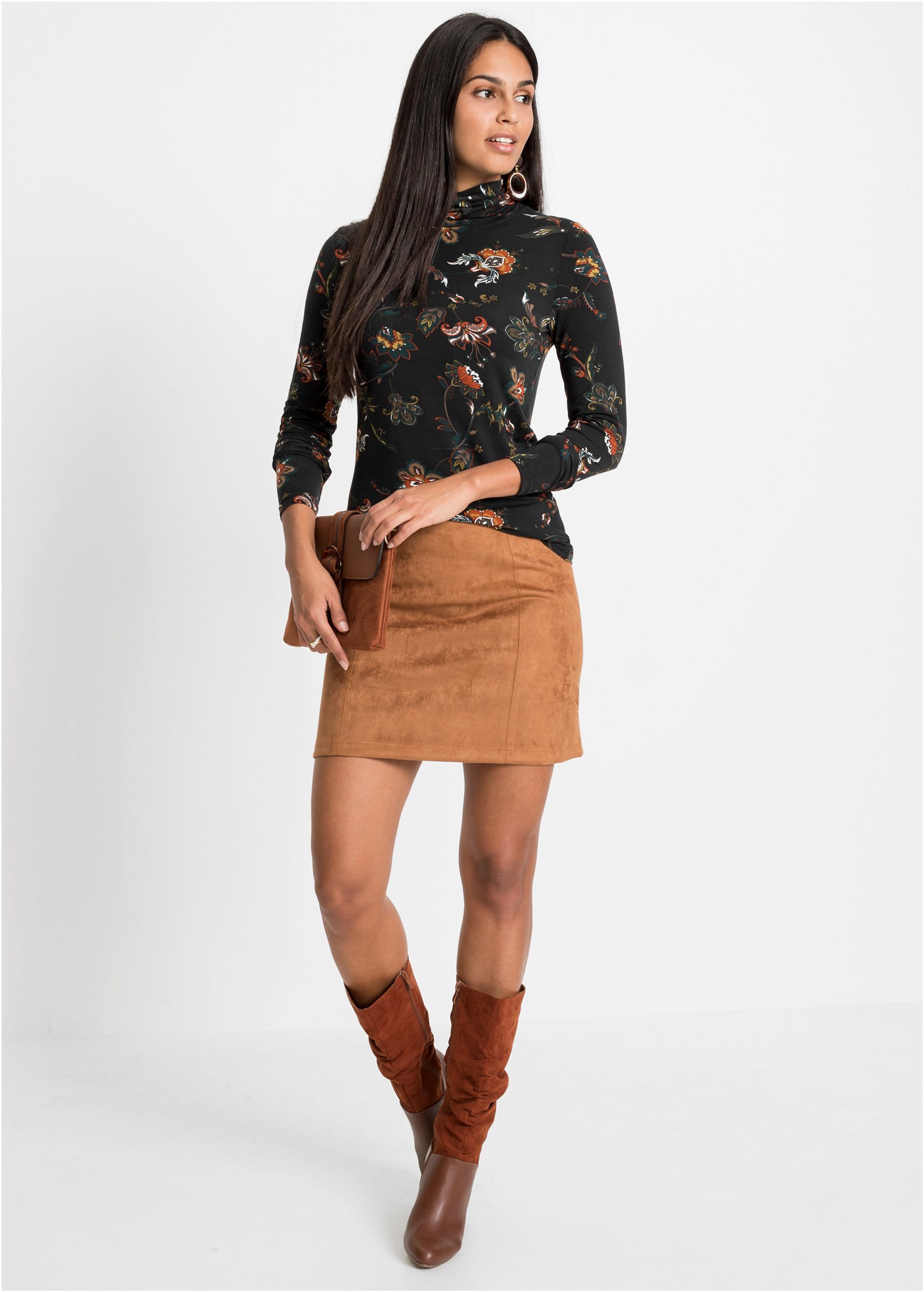 bonprix Langarmshirt Slim fit Passform, mit Rollkragen, aus Viskose und Elasthan