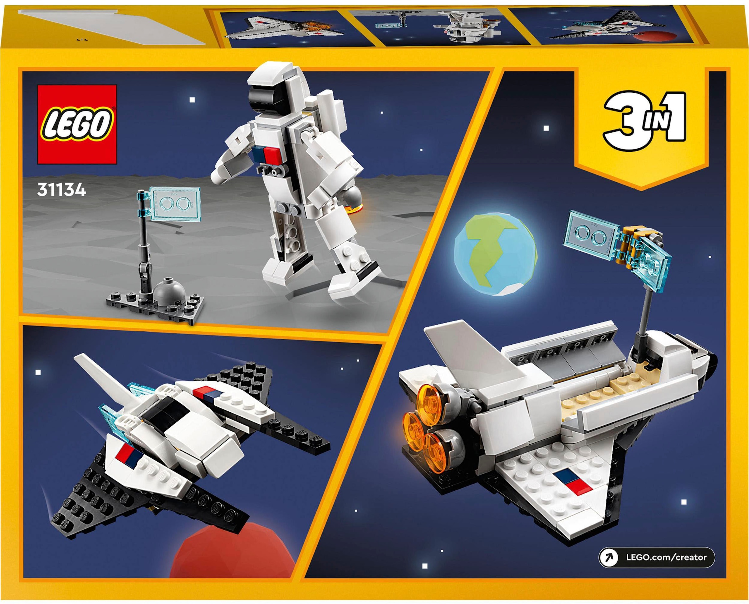 LEGO® Konstruktionsspielsteine »Spaceshuttle (31134), LEGO® Creator 3in1«, (144 St.)