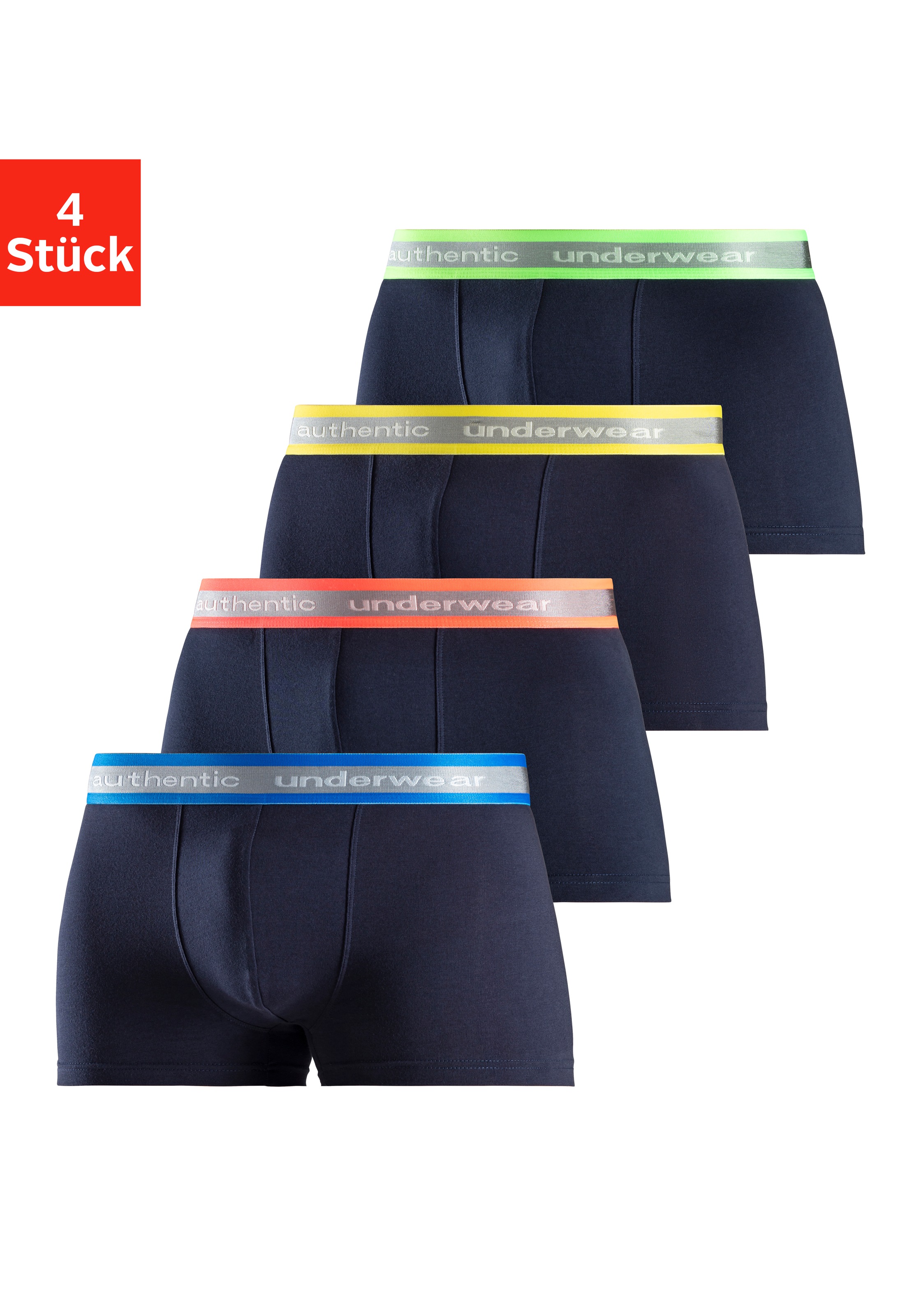 AUTHENTIC LE JOGGER Boxer »Boxershorts für Herren«, (Packung, 4 St., 4er-Pack), angenehm weiches Neon-Bündchen