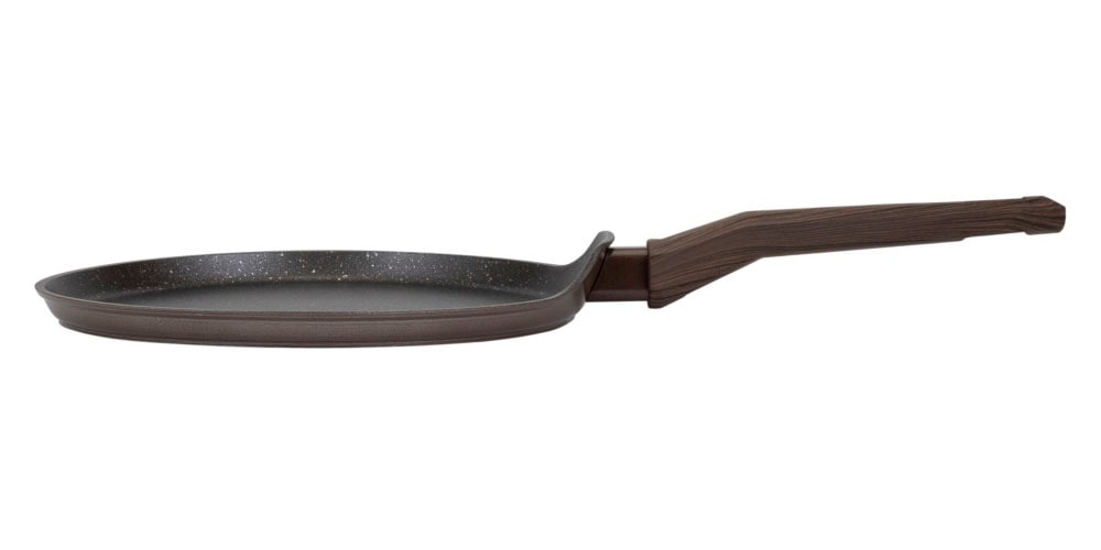 RESTO Kitchenware Crêpepfanne »Carina, Pfannkuchenpfanne mit holzähnlichem Soft-Touch-Griff«, Aluminium, (1 tlg.), mit Marmor-Antihaftbeschichtung, 4-lagig, für alle Herdarten geeignet