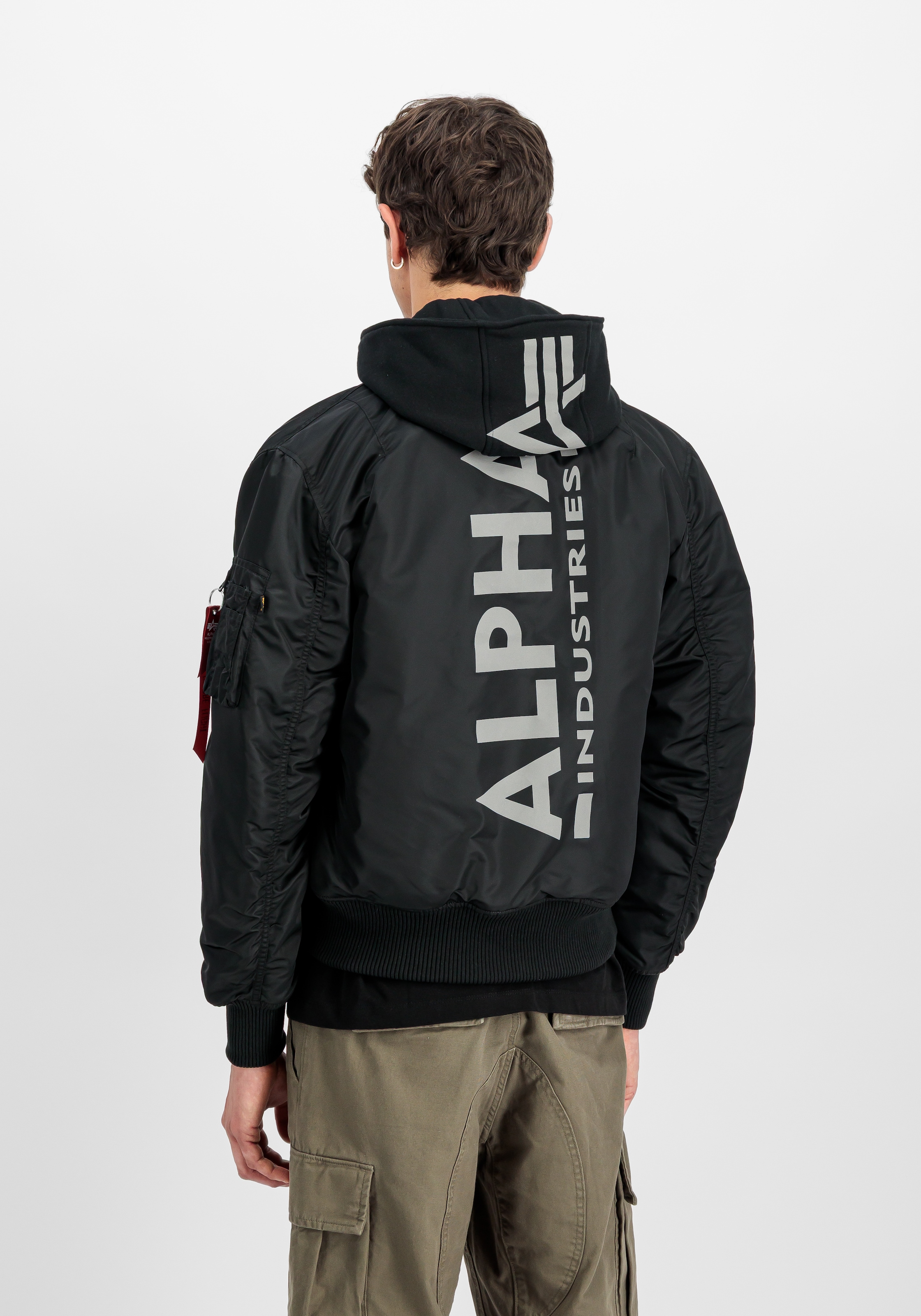 Alpha Industries Bomberjacke »MA-1 ZH Back Print« mit Kapuze Kunstfaser, slim fit
