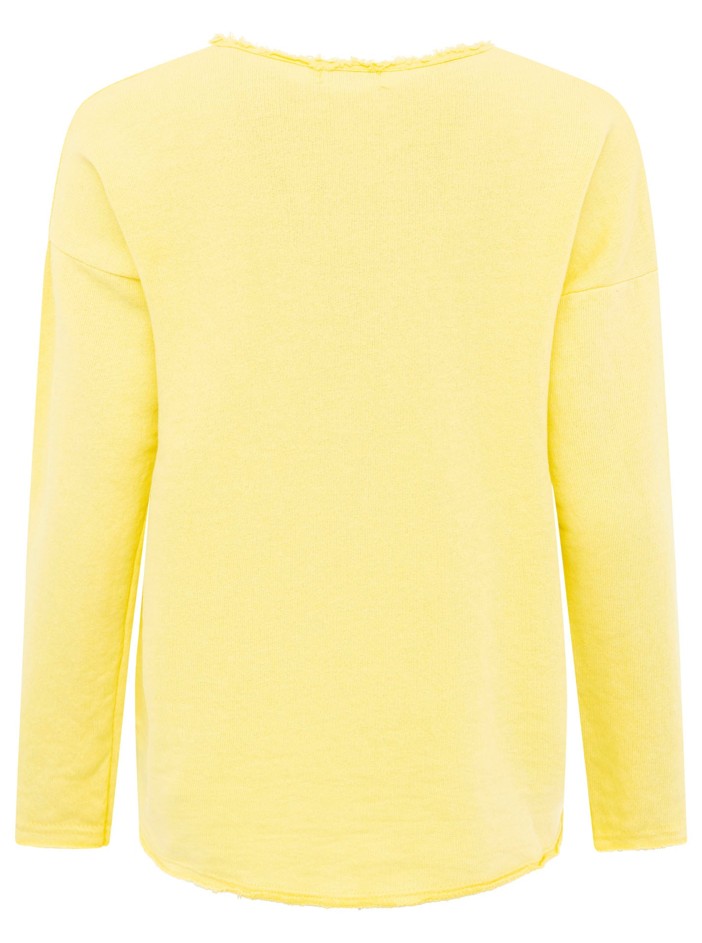 Zwillingsherz Sweatshirt »"Positive Mind"«, ausgefranster V-Ausschnitt, Used Look, Langarm, Schriftzug
