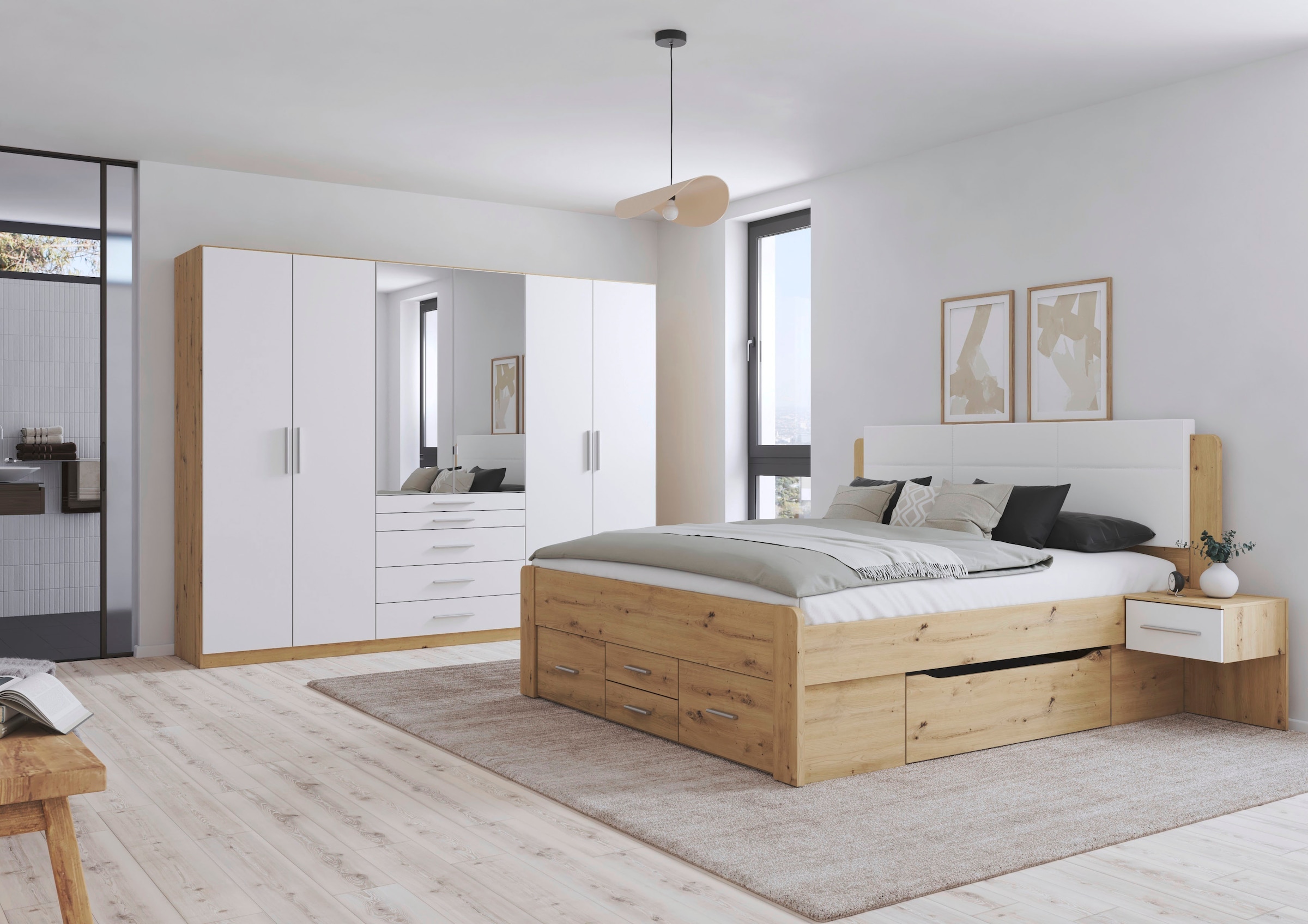 rauch Bettanlage »Doppelbett Komfortbett Funktionsbett WEINGARTEN« Set, Liegefläche 180x200, B/H/T/: 265/118/210 cm, 3 tlg. tlg.