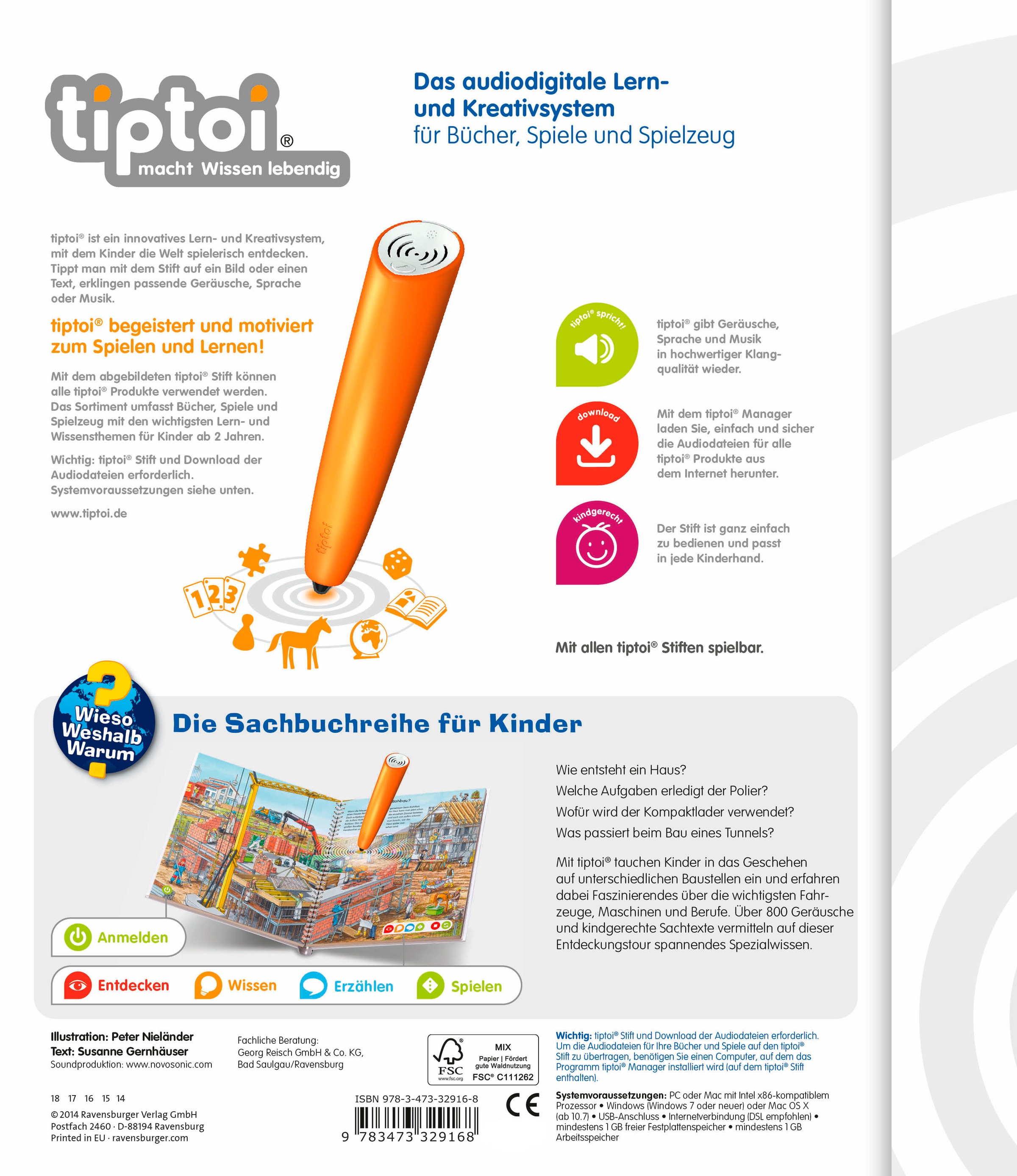 Ravensburger Buch »tiptoi® Wieso? Weshalb? Warum? Komm mit auf die Baustelle«