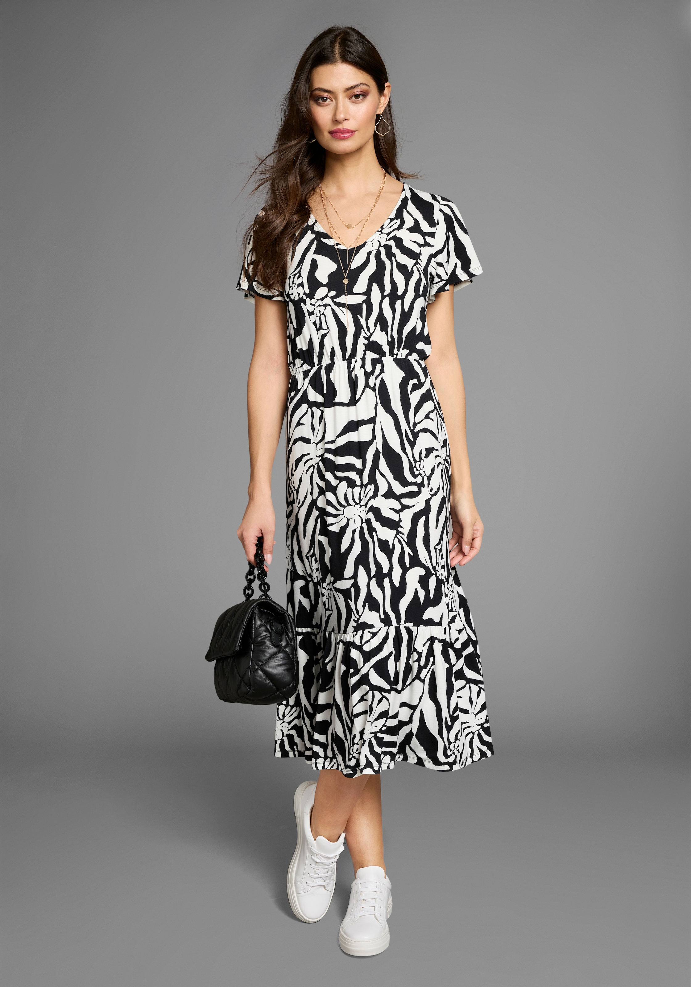 Laura Scott Sommerkleid, im auffälliger Zebra-Optik mit Flügel-Ärmeln - NEUE KOLLEKTION