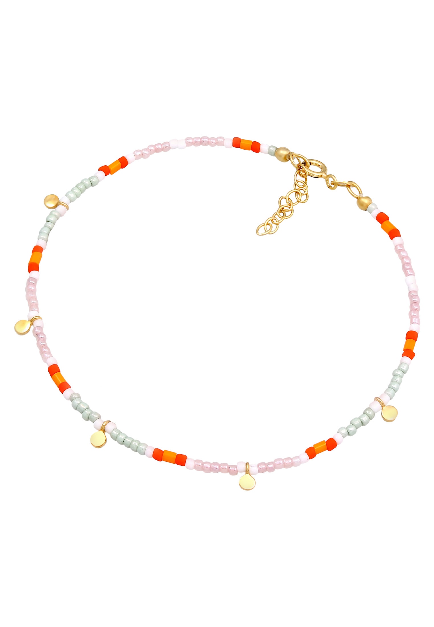 Elli Fußkette »Fußschmuck Plättchen Glas Beads Bunt 925 Silber«