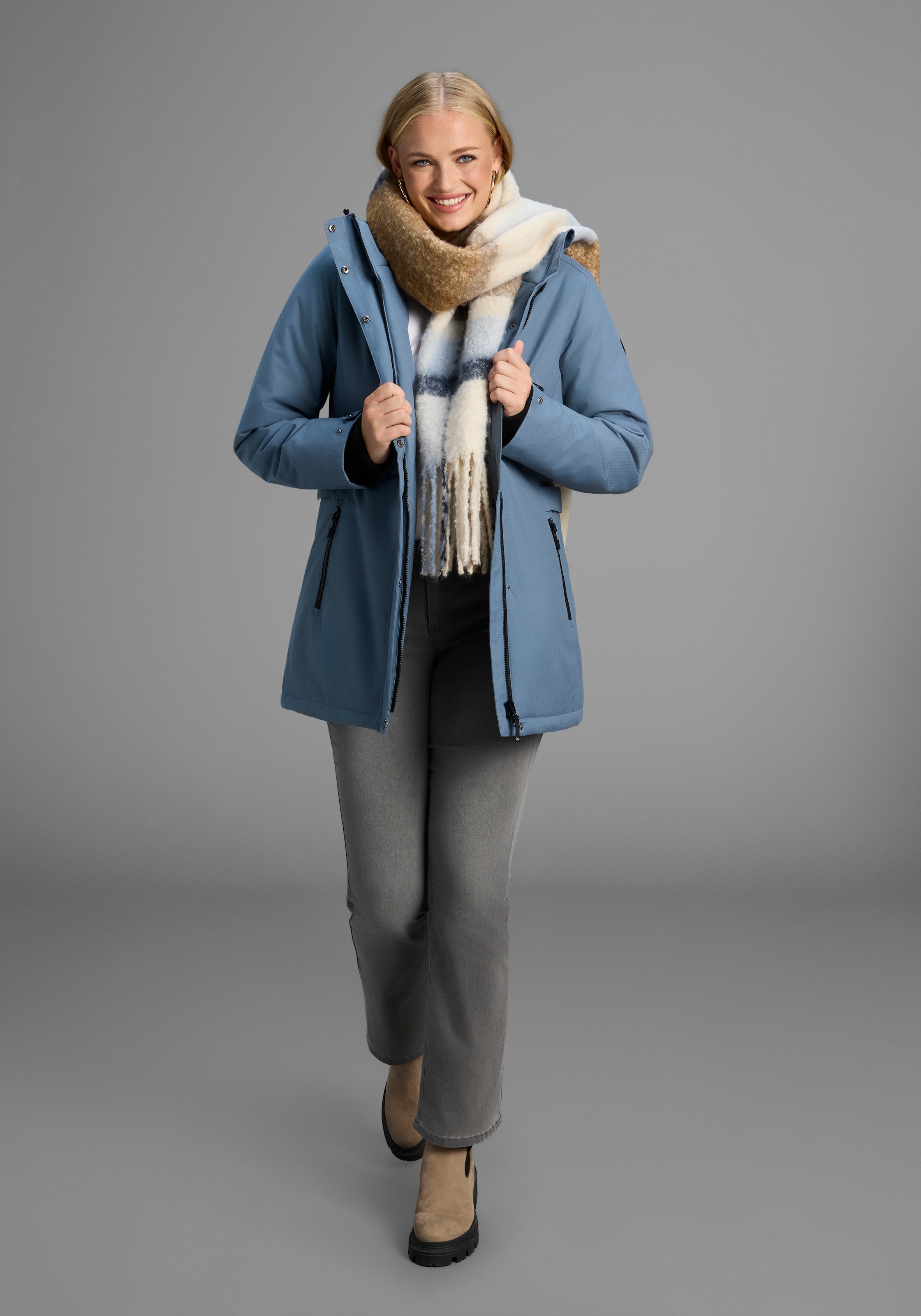 Polarino Funktionsparka mit Kapuze Große Größen, wasserabweisend, winddicht und atmungsaktiv