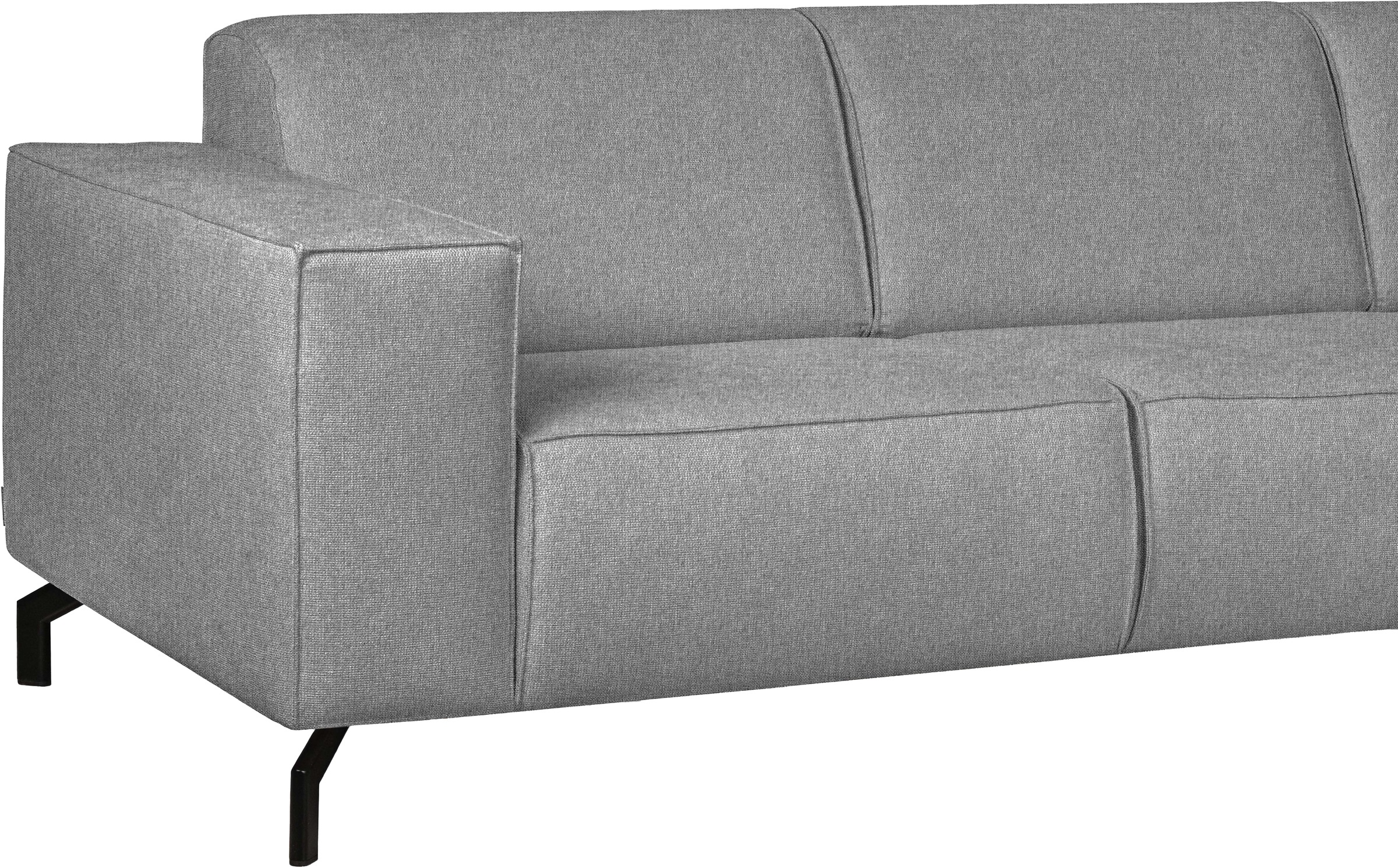 Home affaire 3-Sitzer »Lorcan 257 cm, weiches Sitzgefühl« mit schwarzen Metallfüßen, Lederoptik und in weichem Strukturstoff