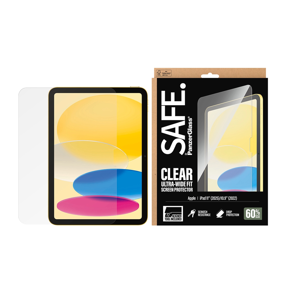 PanzerGlass SAFE. by ® Displayschutz iPad 11" (2025) | 10.9" (2022) | Ultra-Wide Fit m. FASTFIT TOOL