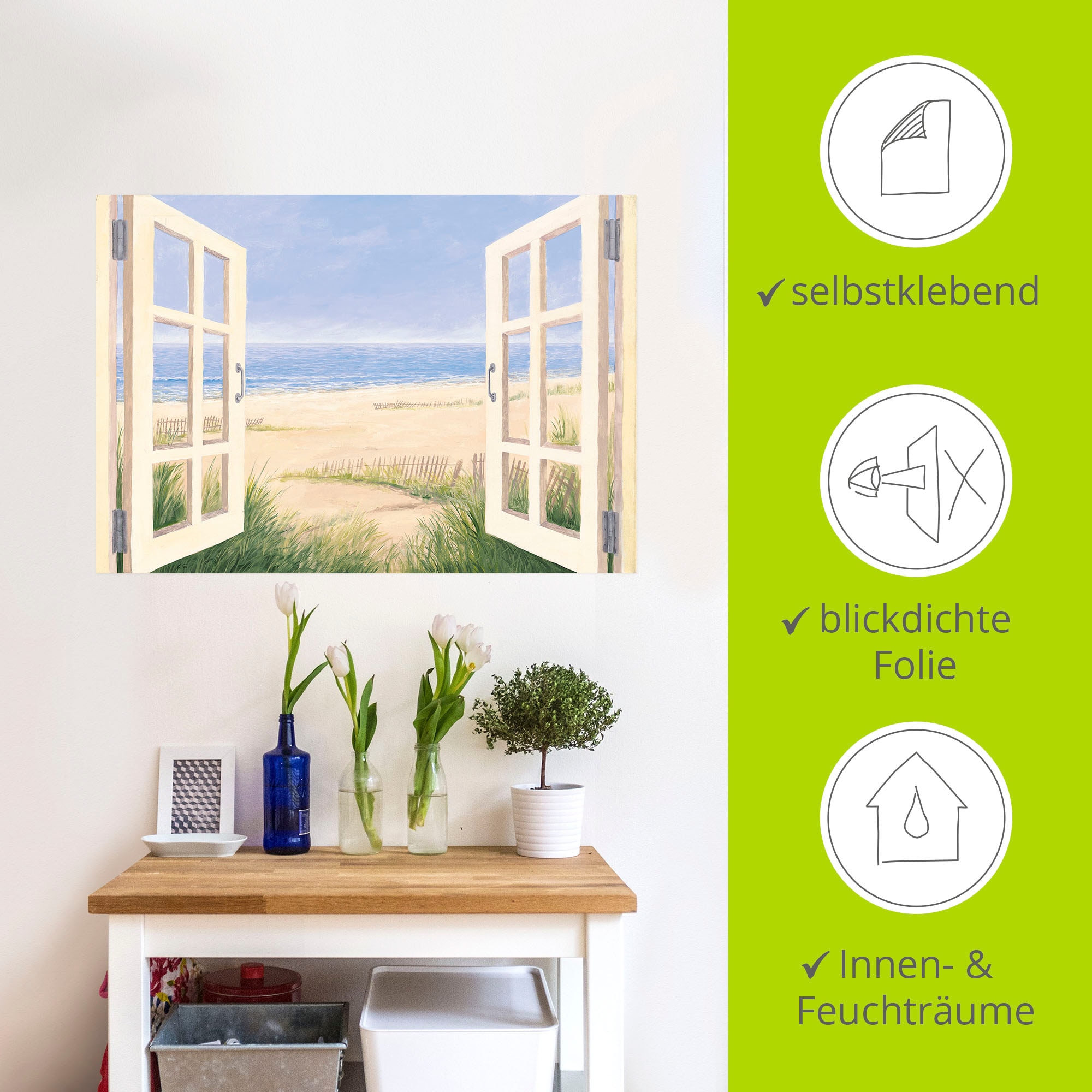 Artland Wandbild »Fensterblick Frühlingsmorgen«, Fensterblick, (1 St.), als Alubild, Outdoorbild, Leinwandbild, Wandaufkleber, versch. Größen