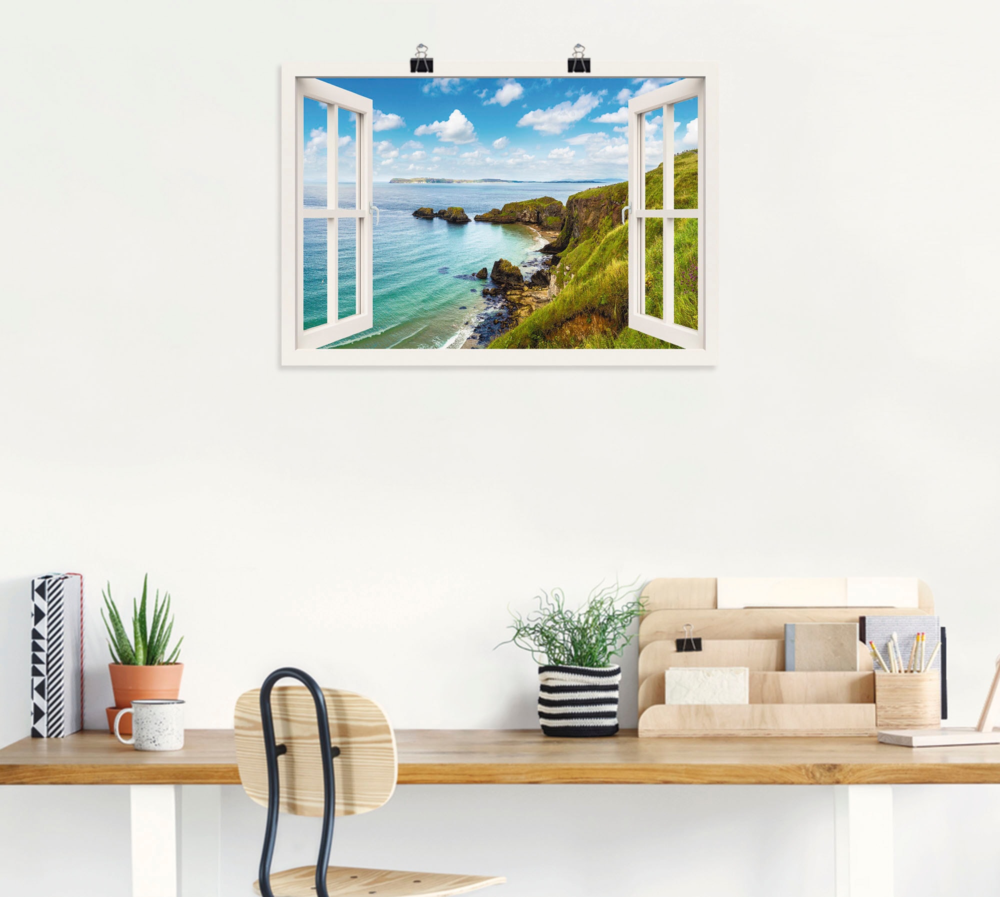 Wandbild in Meer als Leinwandbild, (1 Wandaufkleber Raten bestellen Artland auf Poster Größen Nordirland versch. »Küstenweg Bilder, in Fenster«, St.), durchs oder