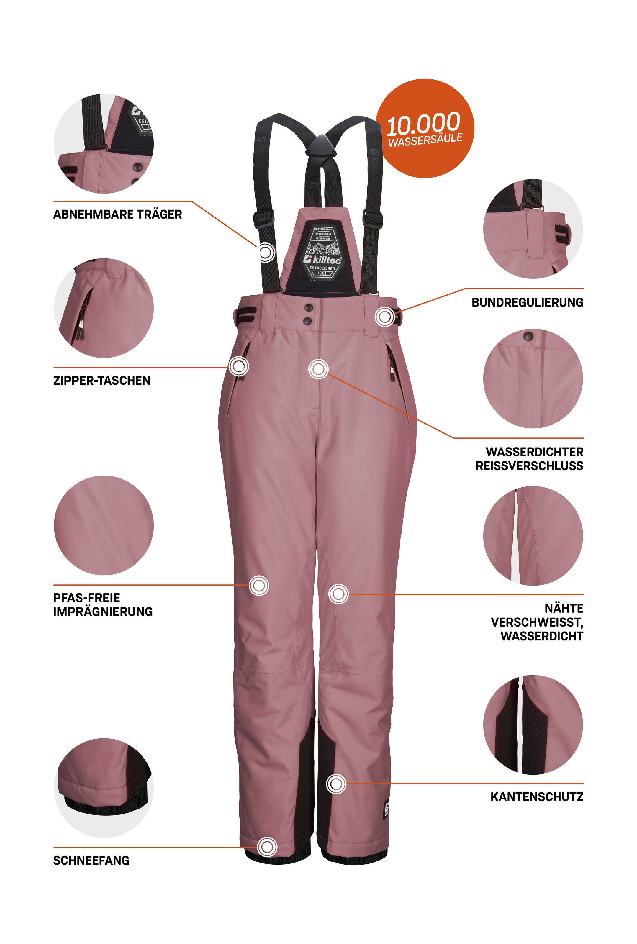 Killtec Skihose »KSW 213 GRLS SKI PNTS«, Wasserdichte, atmungsaktive Skihose mit verstellbarer Taille