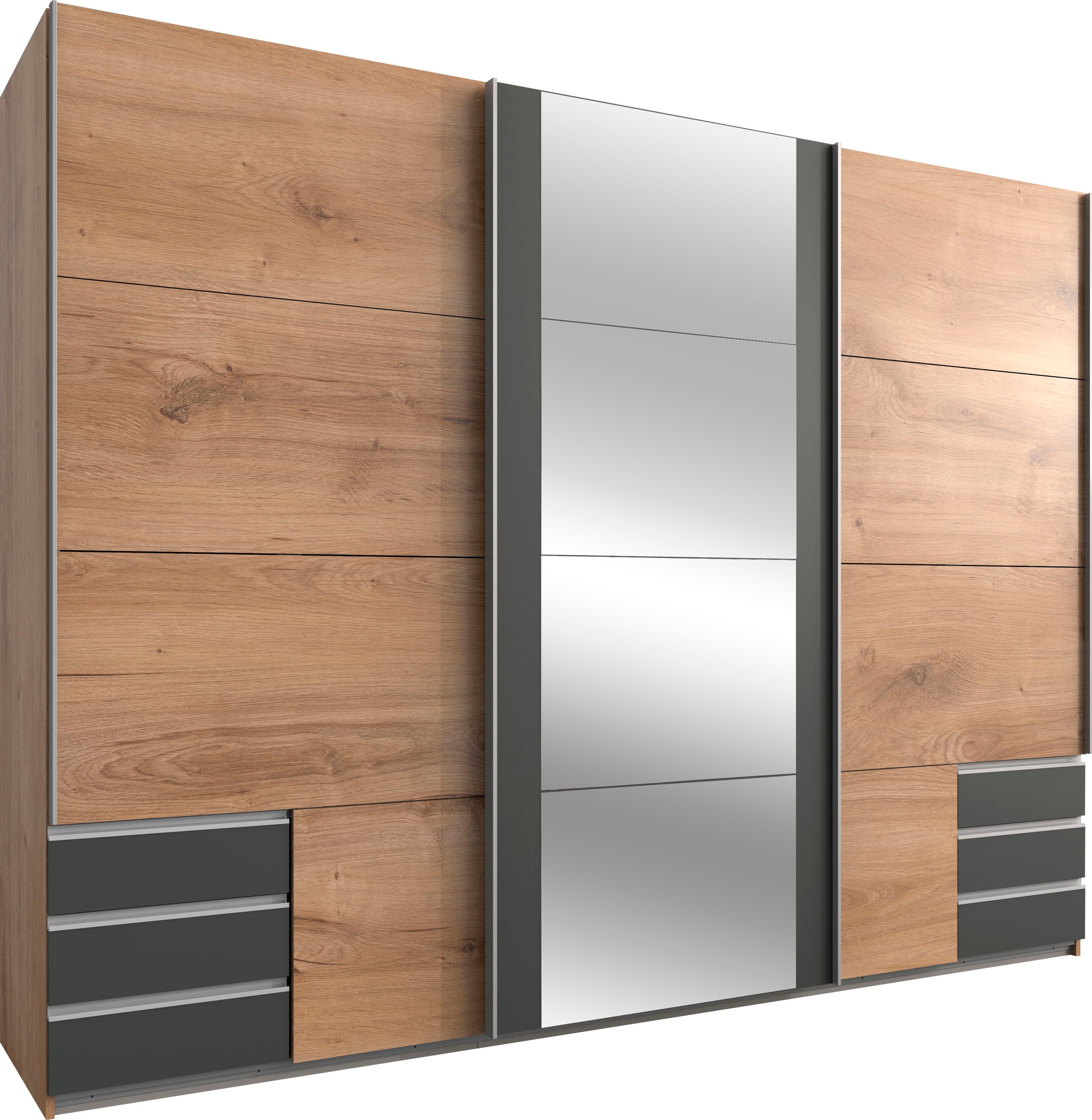 Wimex Schwebetürenschrank »Emden moderner Kleiderschrank mit Spiegel und Schubladen BESTSELLER«, Schlafzimmer Schrank Garderobenschrank mit Schwebetüren Topseller