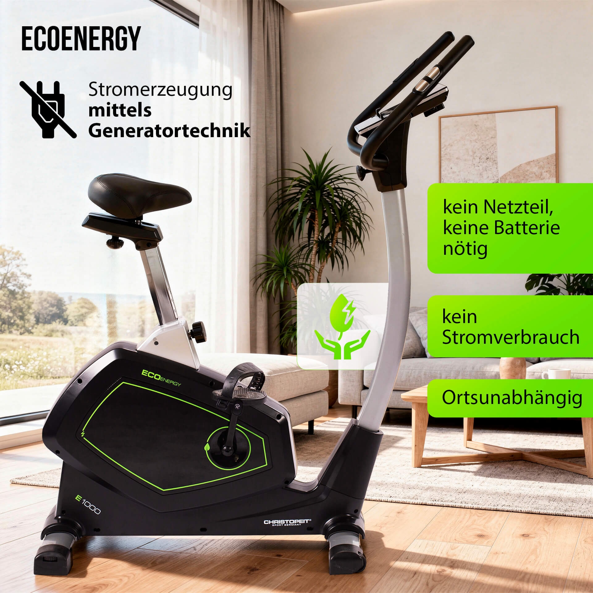 Christopeit Sport® Ergometer »Eco 1000« 150 kg max. Benutzergewicht, Fahrrad, 24 Widerstandsstufen