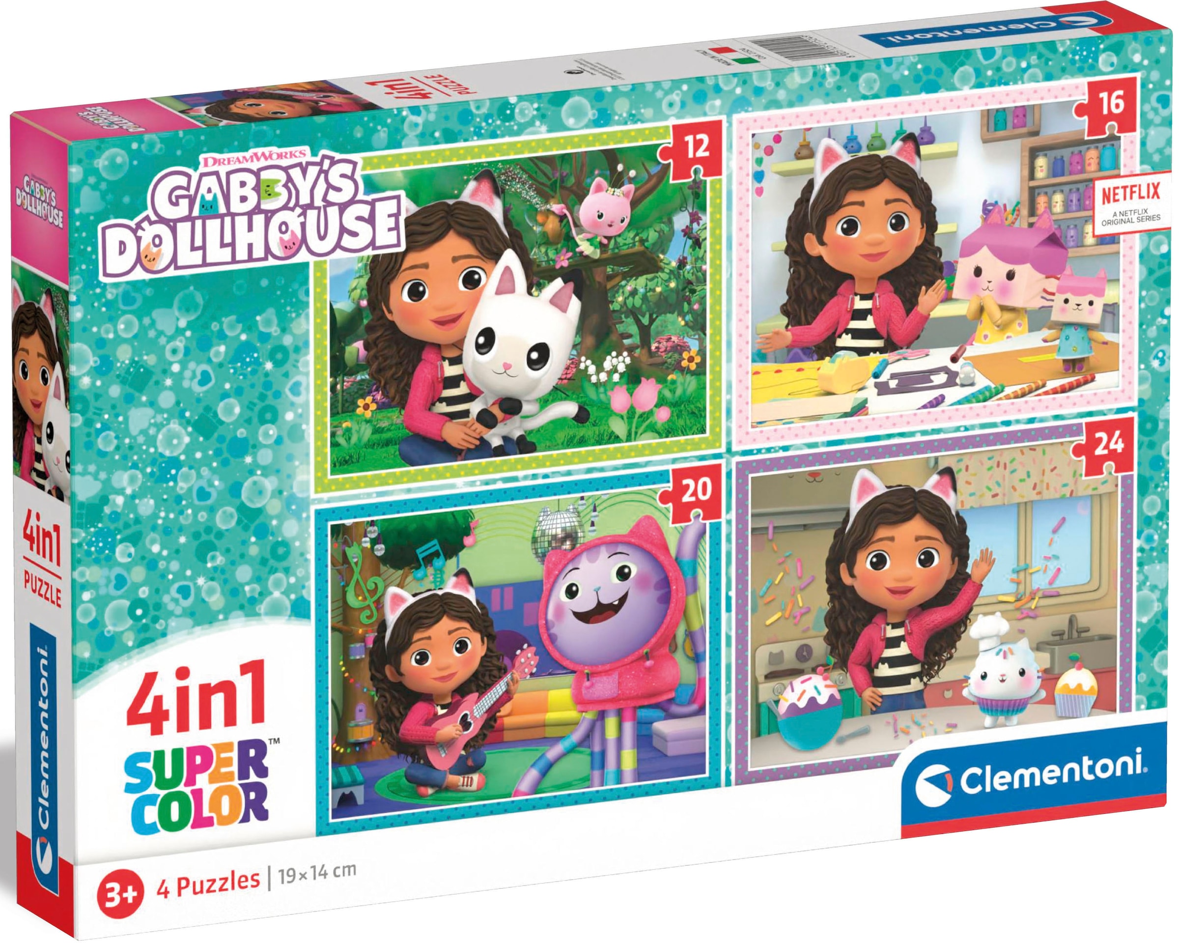 Clementoni® Puzzle »Supercolor, Gabby's Puppenhaus - 4 Puzzles«, Made in Europe; FSC® - schützt Wald - weltweit