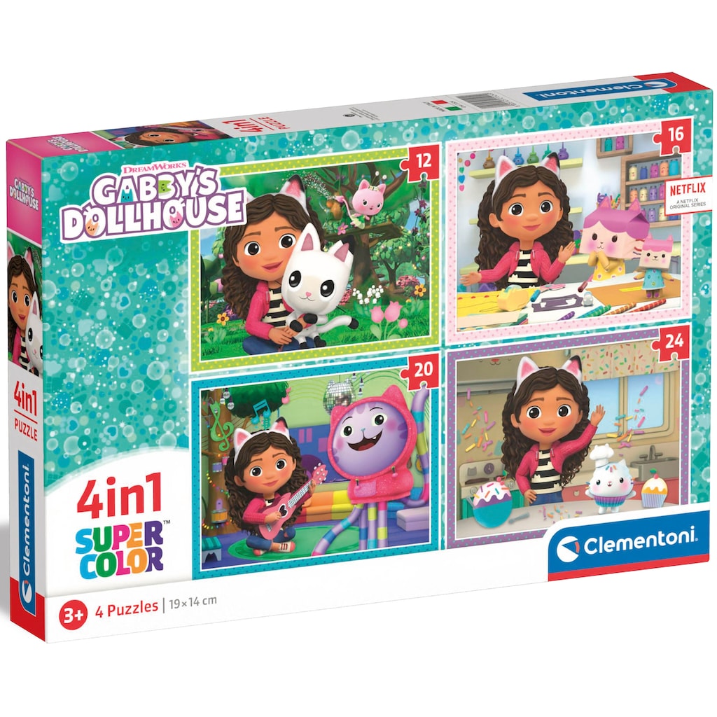 Clementoni® Puzzle »Supercolor, Gabby's Puppenhaus - 4 Puzzles«