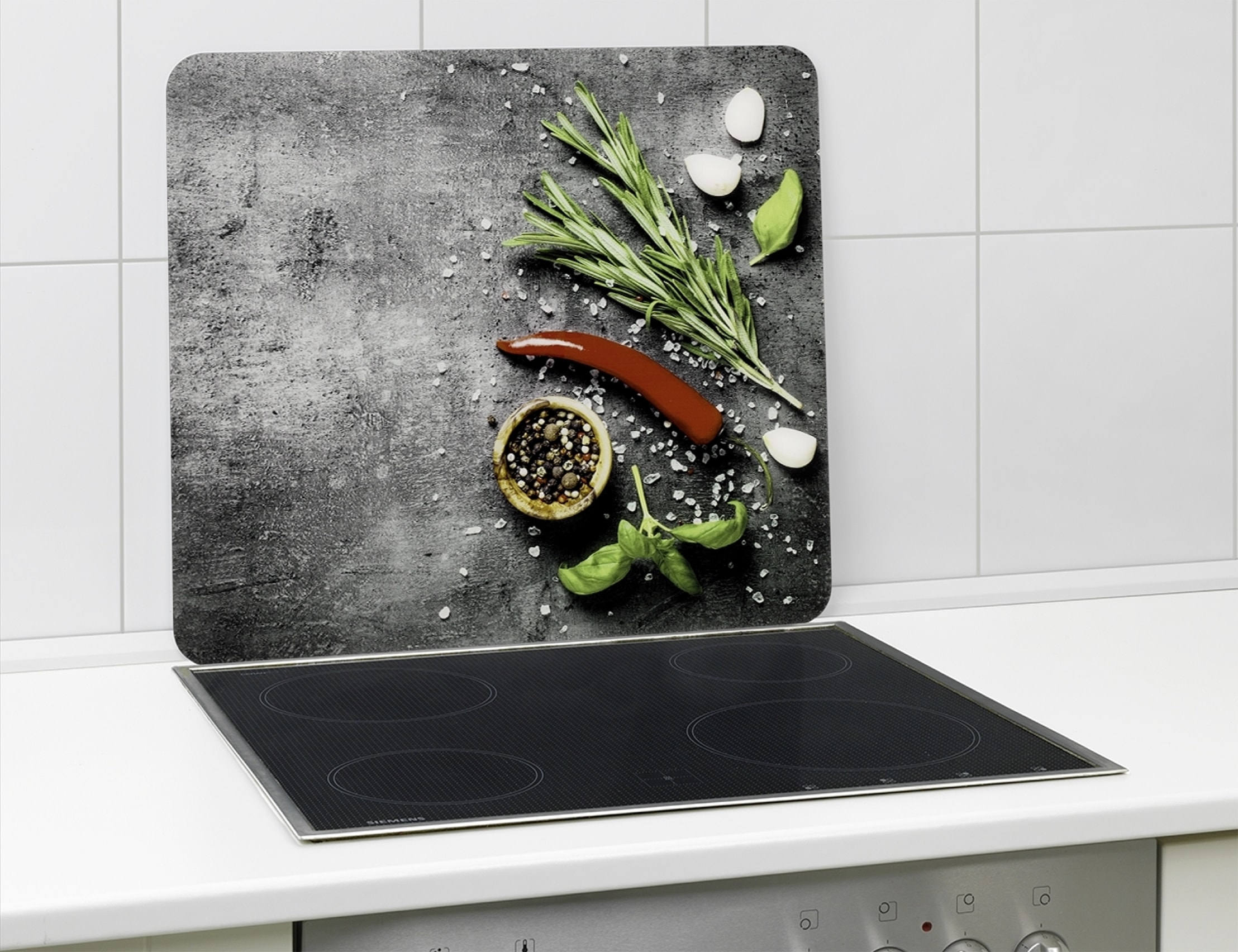 Maximex Schneide- und Abdeckplatte »Modell Rosmarin« Spritzschutz, Herdblende, Schneidbrett, für Glaskeramik-Kochfelder