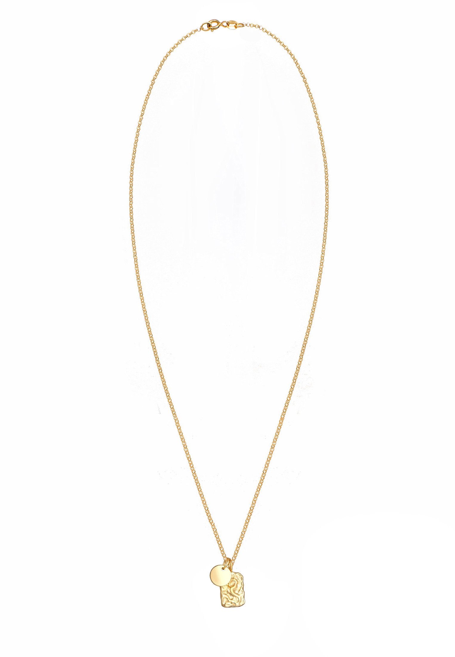 Elli Kette mit Anhänger »Halskette Plättchen Rechteck Organic Look 925 Silber«