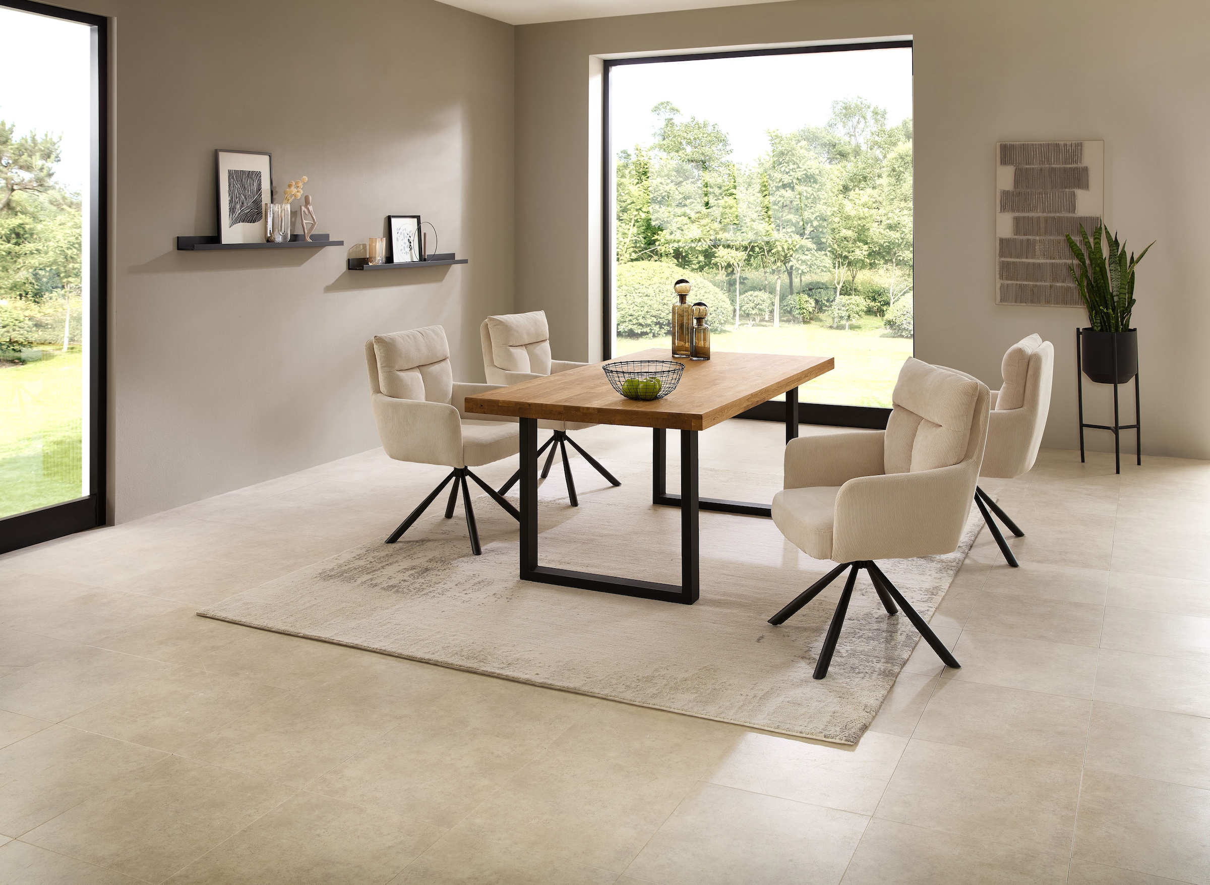 Stolkom Esstisch »Chris Esszimmertisch Eiche Massivholz, BxHxT 110x47x70 cm« Gerade Kante, Industrial Style Eiche Massivholz