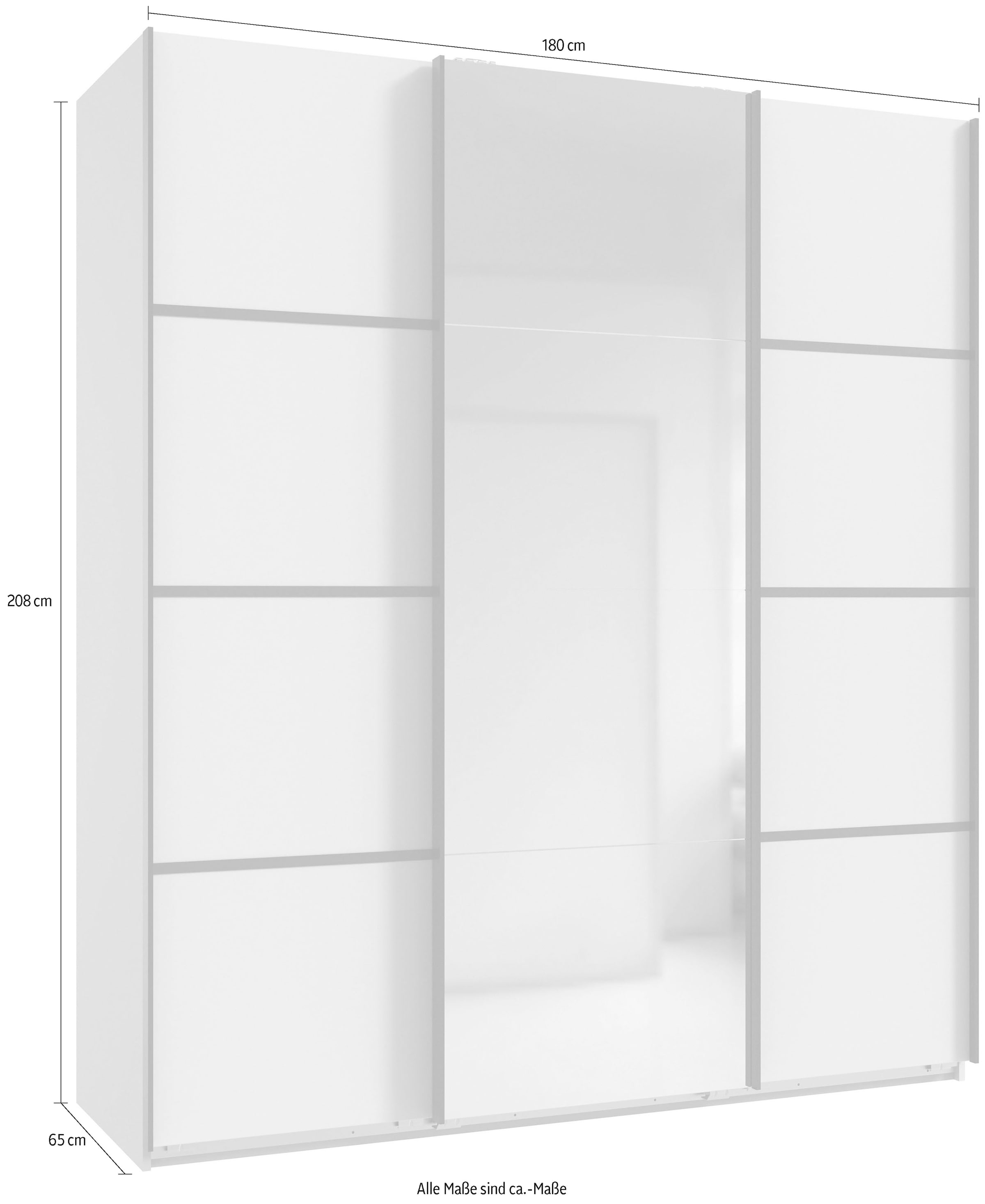 Wimex Schwebetürenschrank »Jork Kleiderschrank mit Spiegel, schwarze Metallgriffe«, Schrank in verschiedenen Größen und Innenausstattungsvarianten