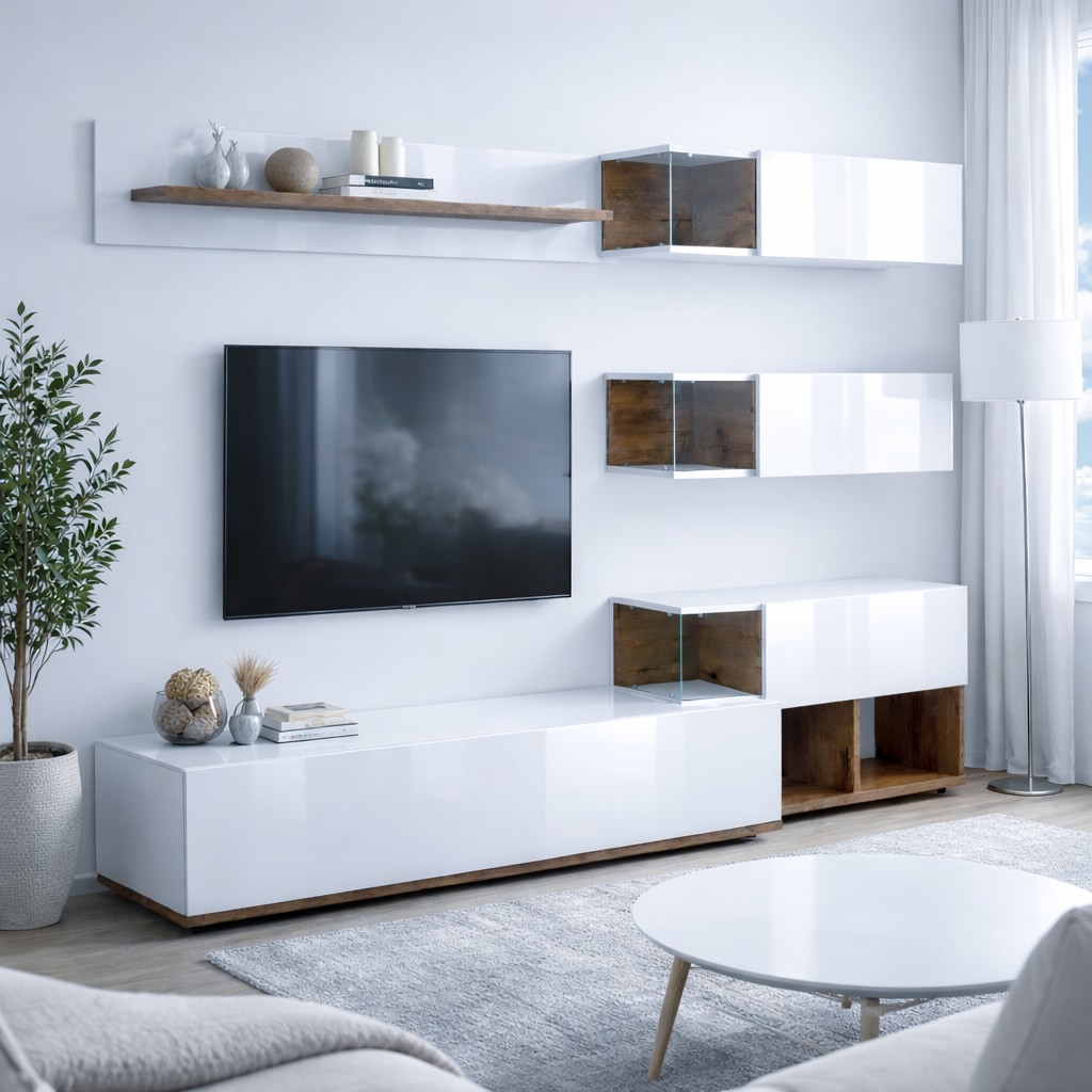 OTTO home Wohnzimmer-Set »Lego Anbauwand, Wohnkombination, Wohnzimmer-Set« 4 Stk. tlg.