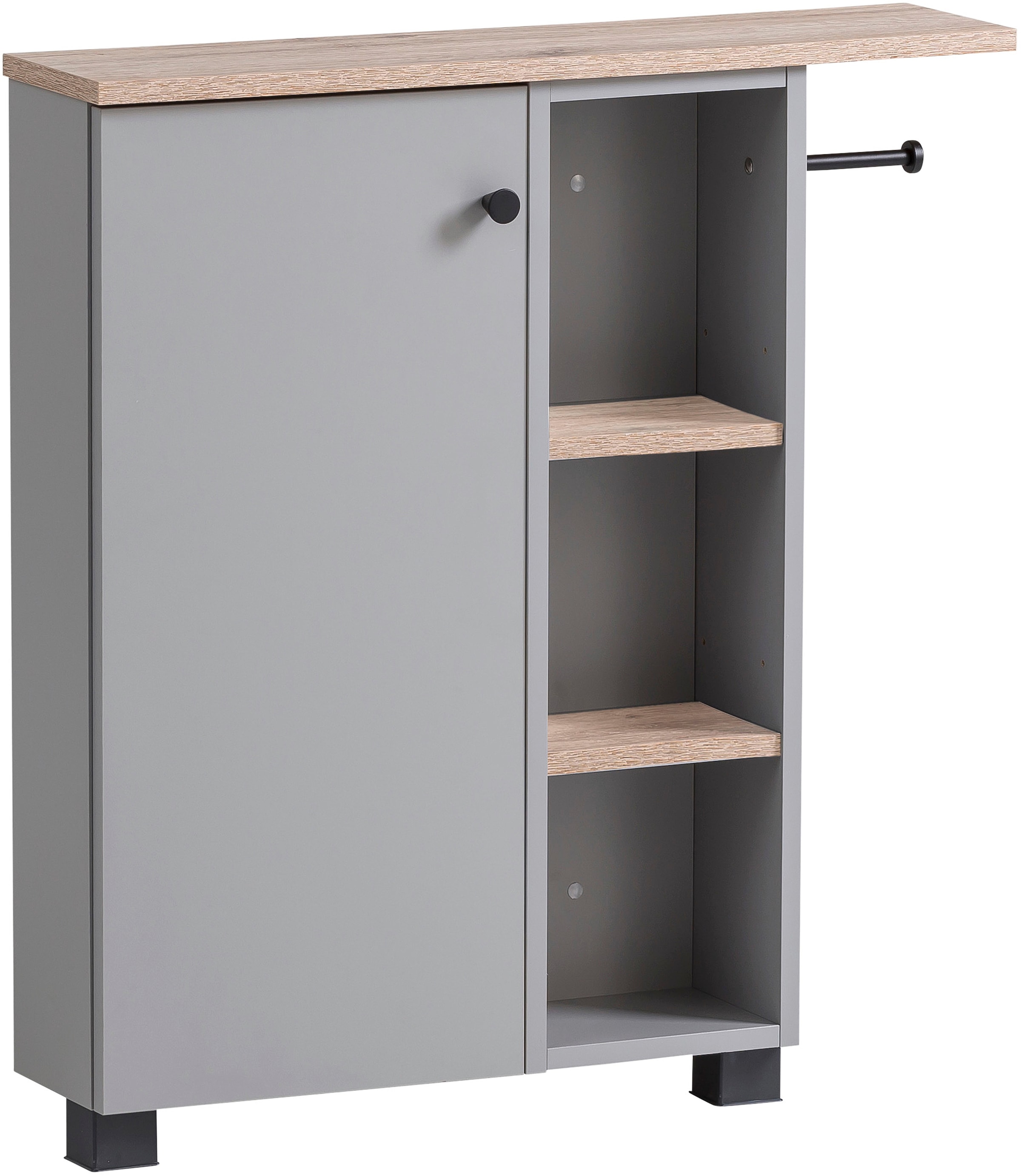 welltime Mehrzweckschrank »Balto, Breite 70 cm«, Holzdekor mit fühlbarer Struktur, Regal beidseitig montierbar