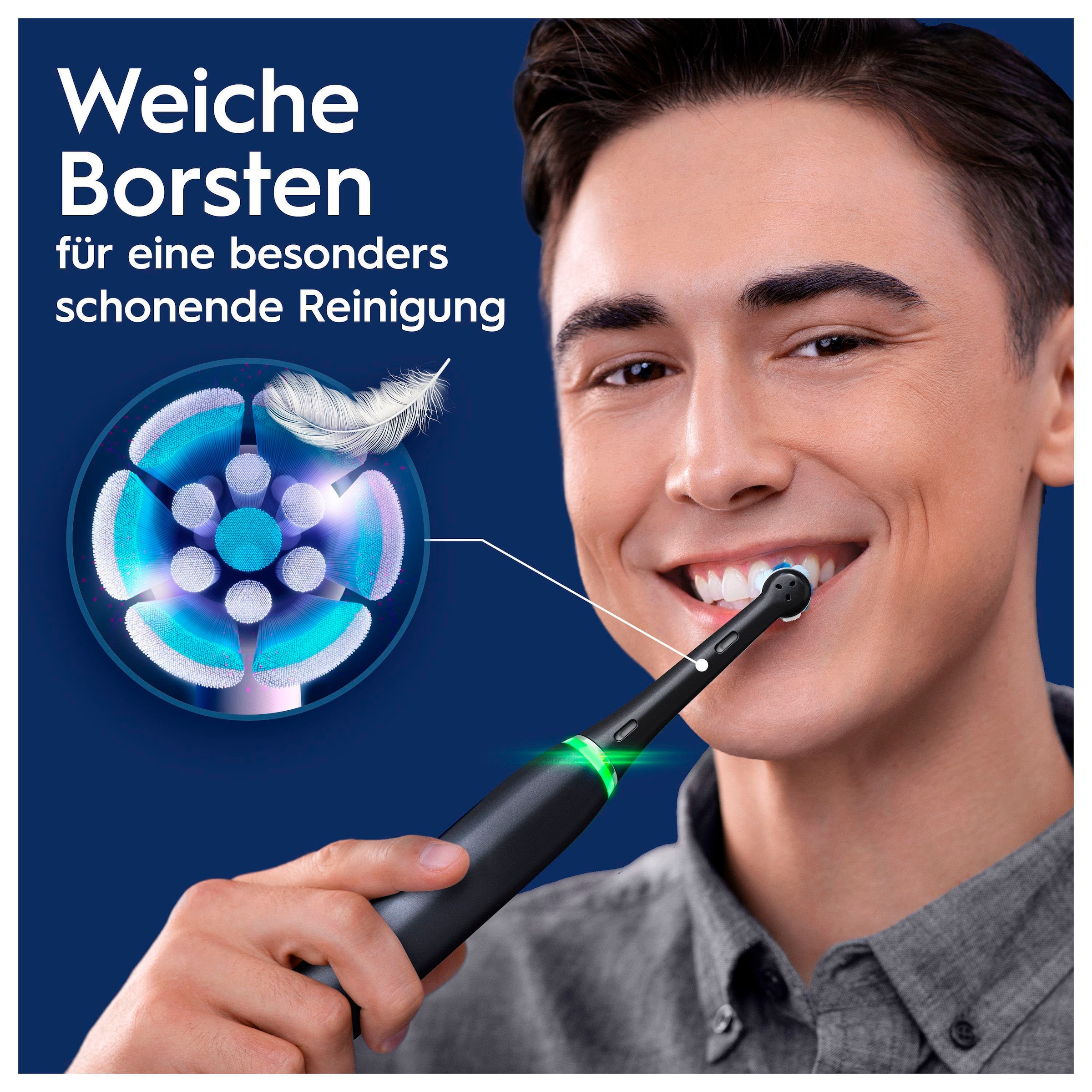 Oral-B Elektrische Zahnbürste »iO Series 6«, 2 St. Aufsteckbürsten, Magnet-Technologie, Display & Reiseetui