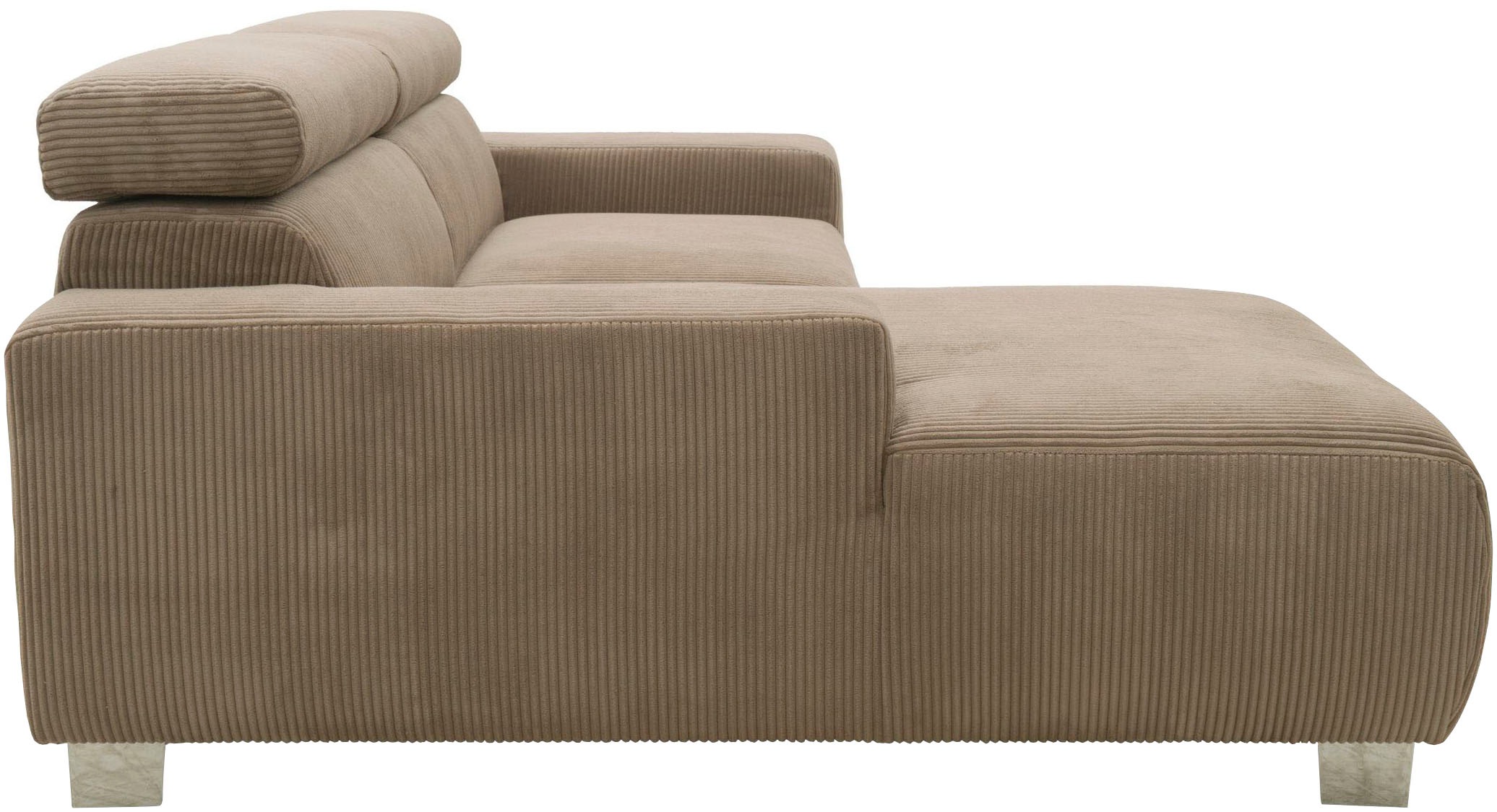 DOMO collection Ecksofa »100030 inkl. Kopfteilverstellung, guter Sitzkomfort, Cordbezug, L-Form«, mit komfortabler Wellenunterfederung, ideal für kleine Räume