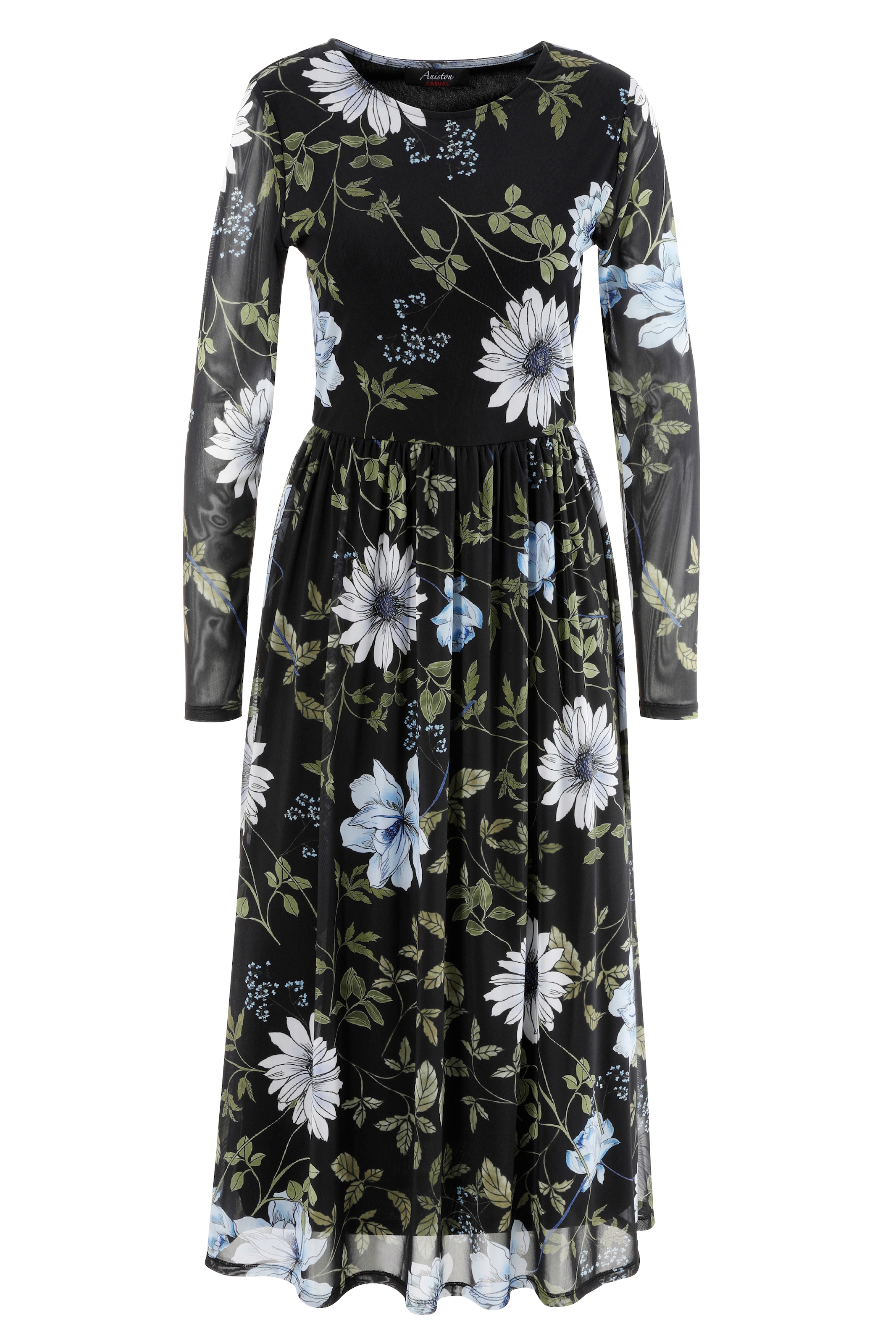 Aniston CASUAL Midikleid, mit großflächigem Blüten- und Blätterdruck