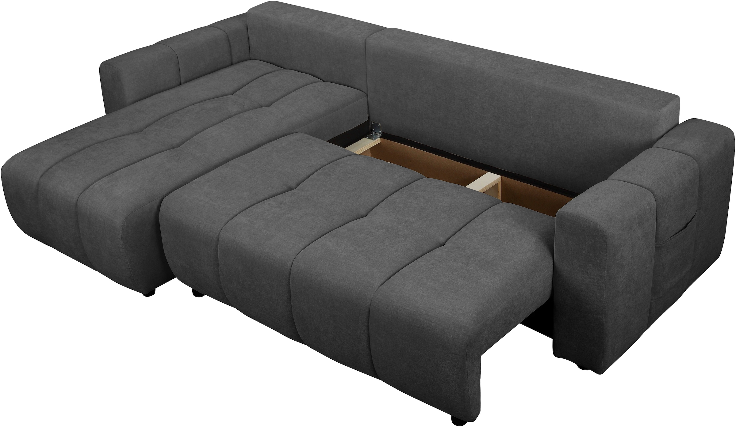 OTTO home Ecksofa »YLVAA L-Form, 241 cm - OTTO. Verlässliche Qualität.« Schlaffunktion (132/200), Bettkasten, Feinstruktur-Bezug