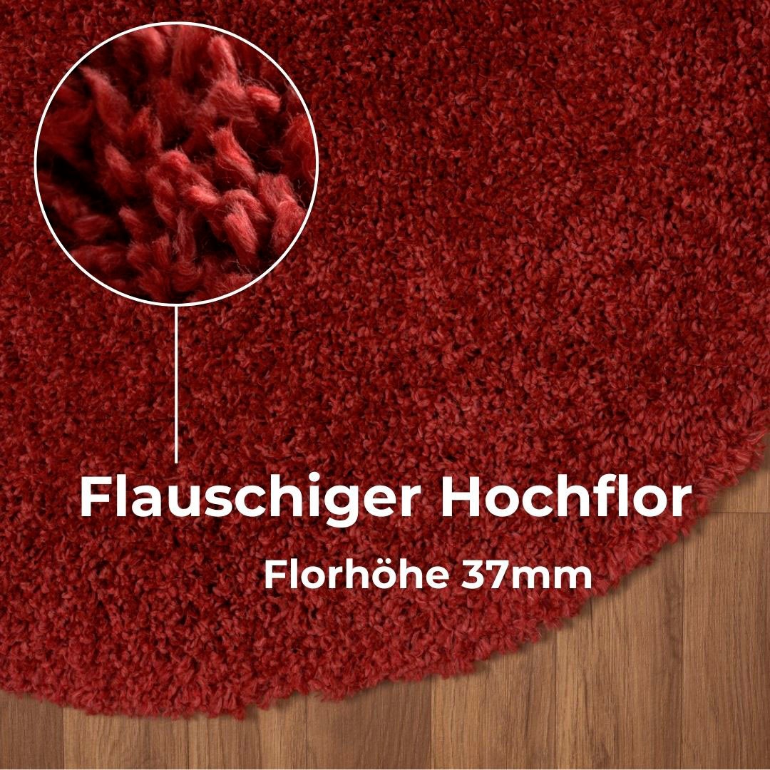 my home Hochflor-Teppich »Banji«, rund, 37 mm Höhe, Uni Farben, weich und flauschig, auch als rechteckig erhältlich
