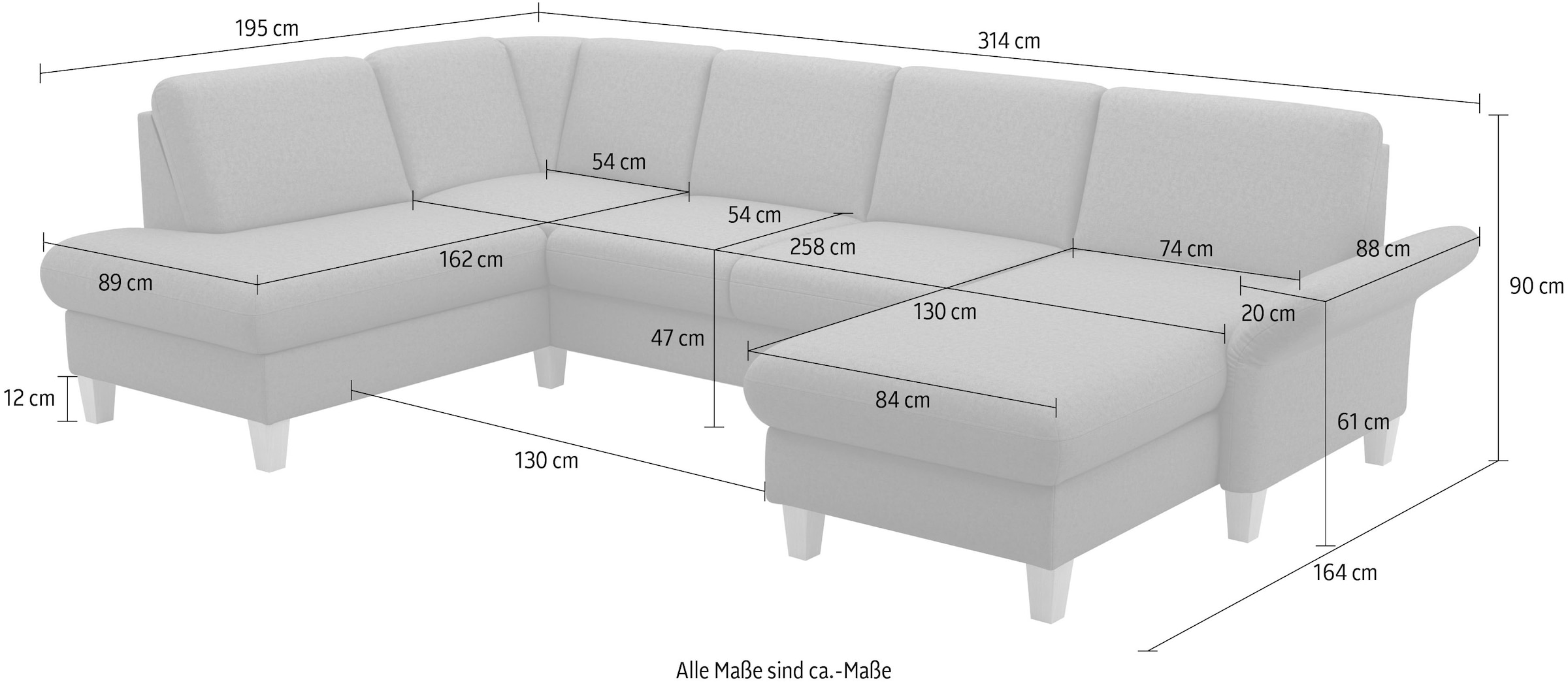 Home affaire Wohnlandschaft »Rochelle, U-Form« optional mit Armteilverstellung, mit Bettfunktion & Bettkasten