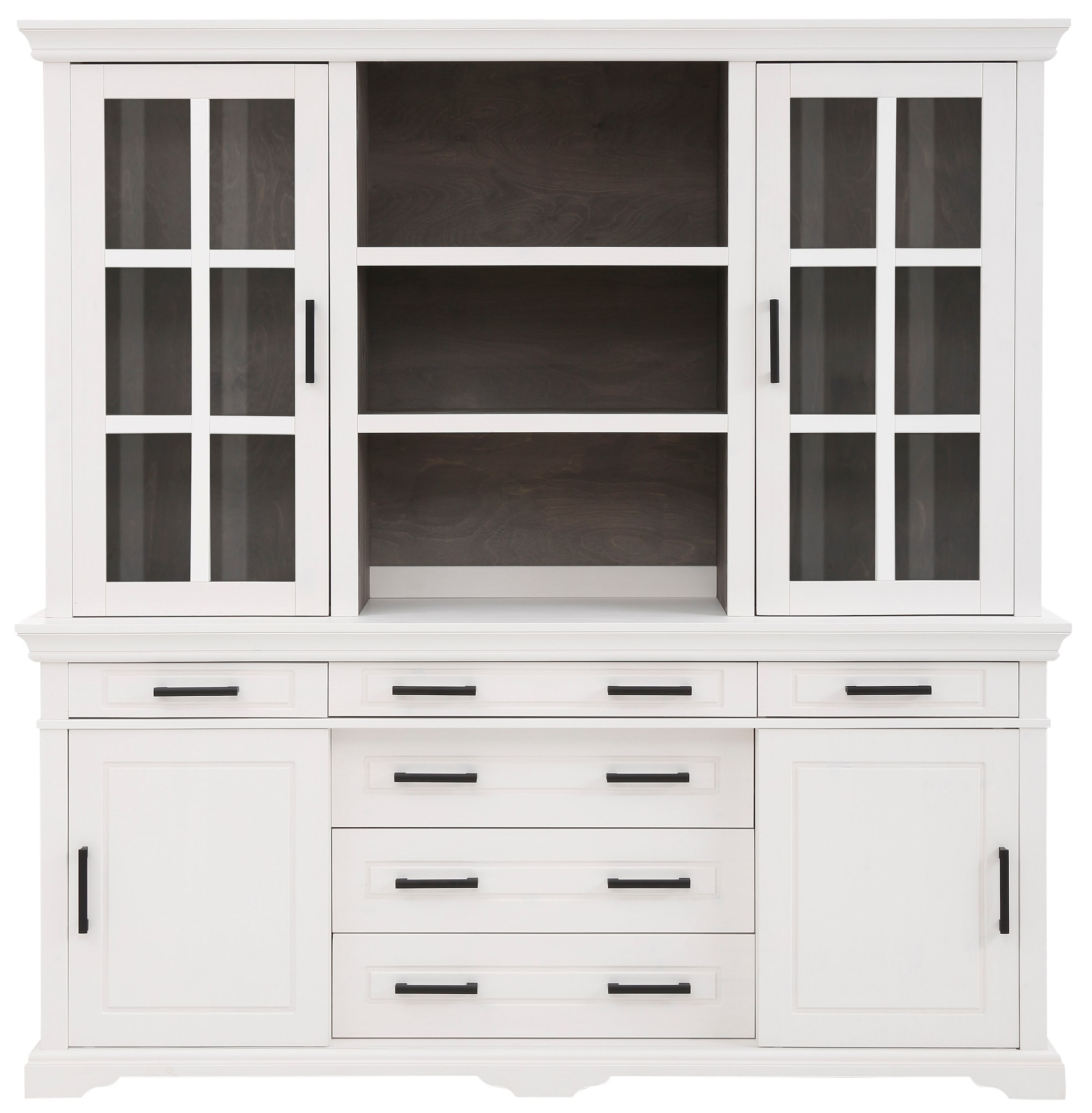 Home affaire Buffet »Anabel, mit Glastüren und Metallgriffen«, aus massiver Kiefer, mit Schiebetüren, Breite 186 cm