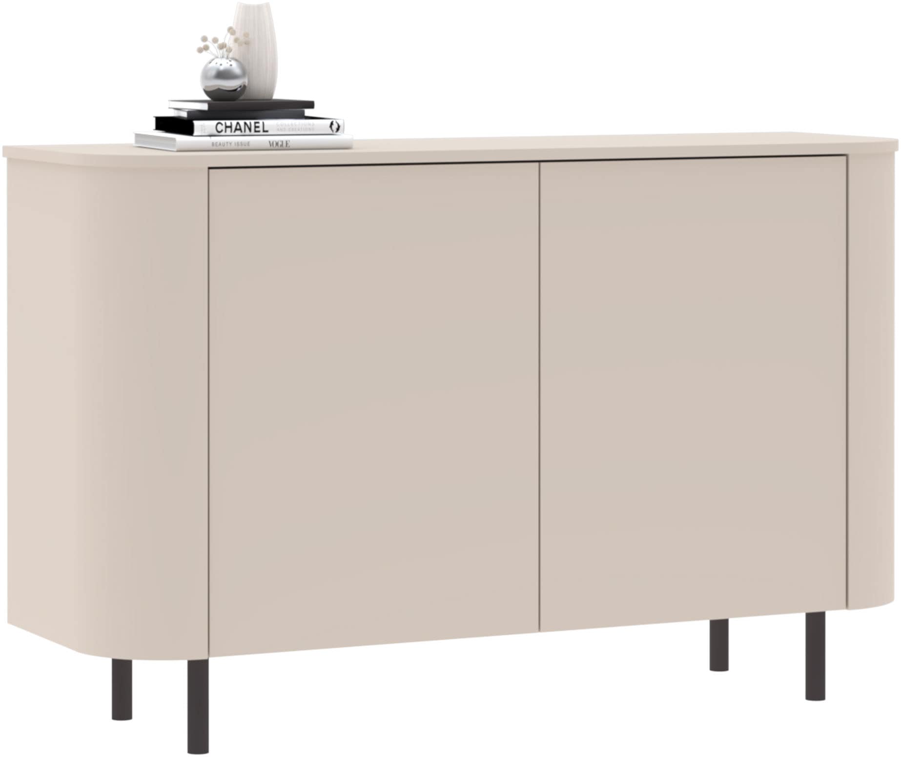 OTTO home Sideboard »Lido, 131 cm breit, 2 Türen, Anrichte, Kommode, Stauraumschrank« Formgebogenes MDF, Stirnseiten mit Rundung, Push-to-open, Metallfüße