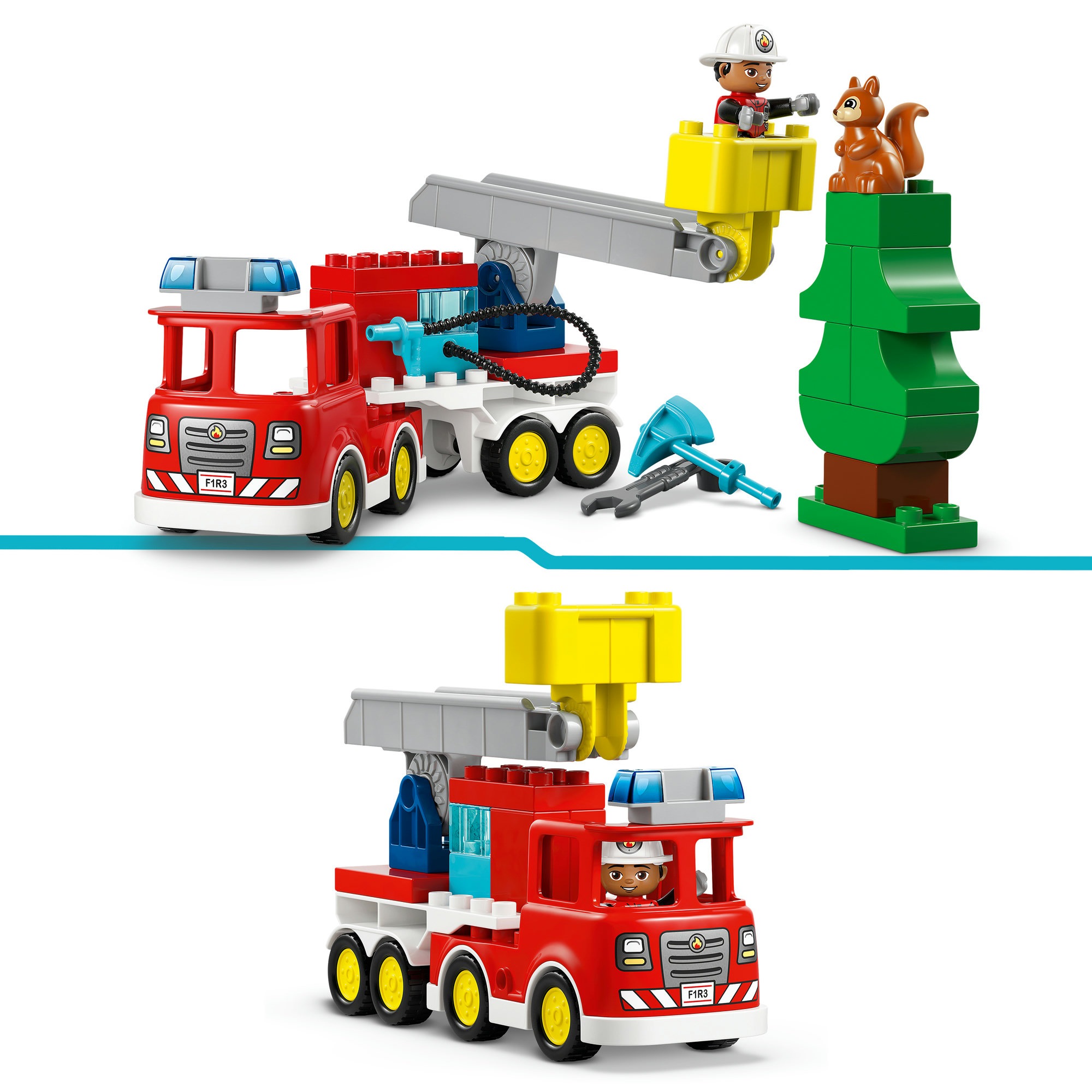 LEGO® Konstruktionsspielsteine »Löschauto mit Schlauch und Feuerwehrmann (10473), LEGO DUPLO Town«