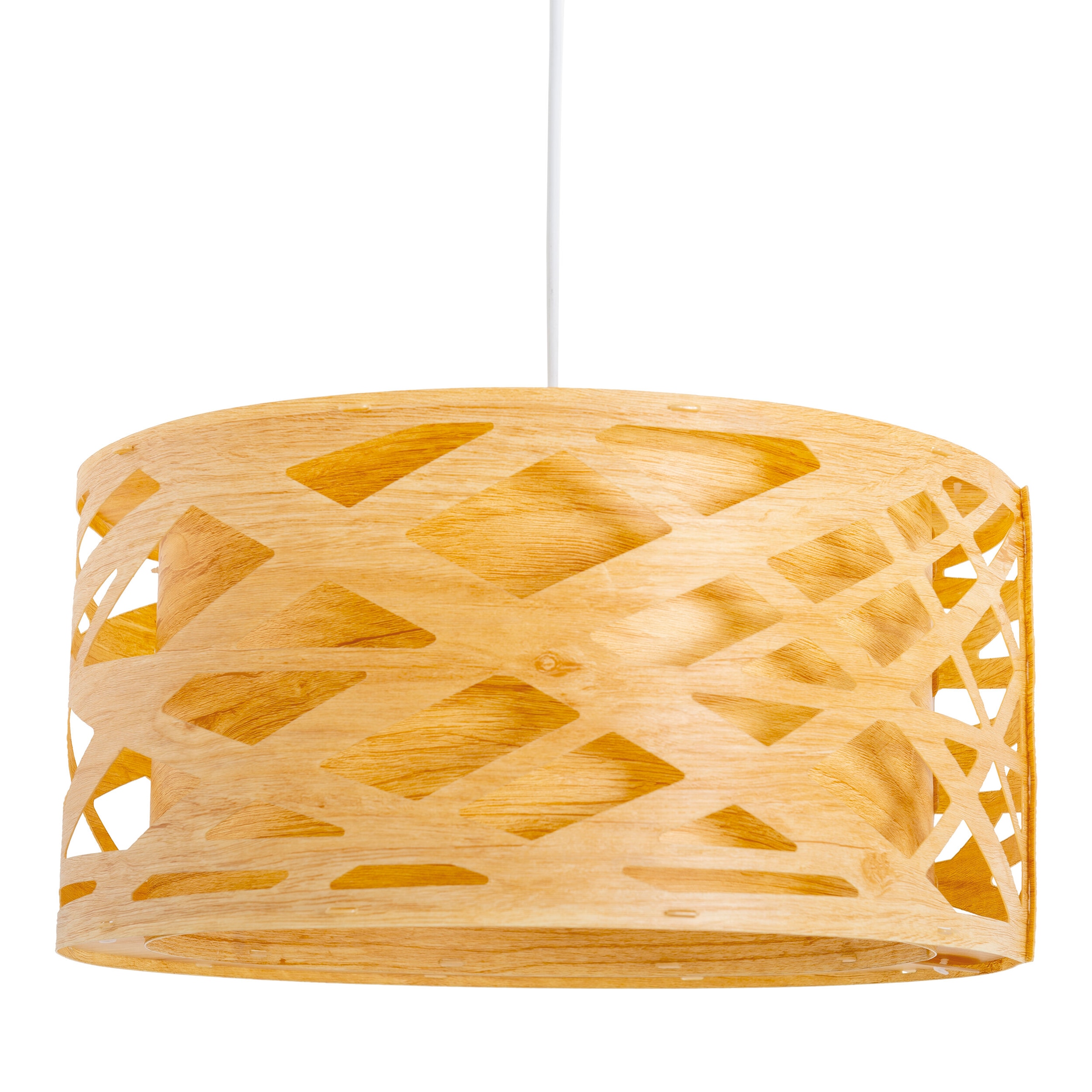 näve Pendelleuchte »Finja« E27 1 Stk. rund D: 40 cm, Holzimitat, mehrschichtig durchbrochen, 1x E27 exkl.