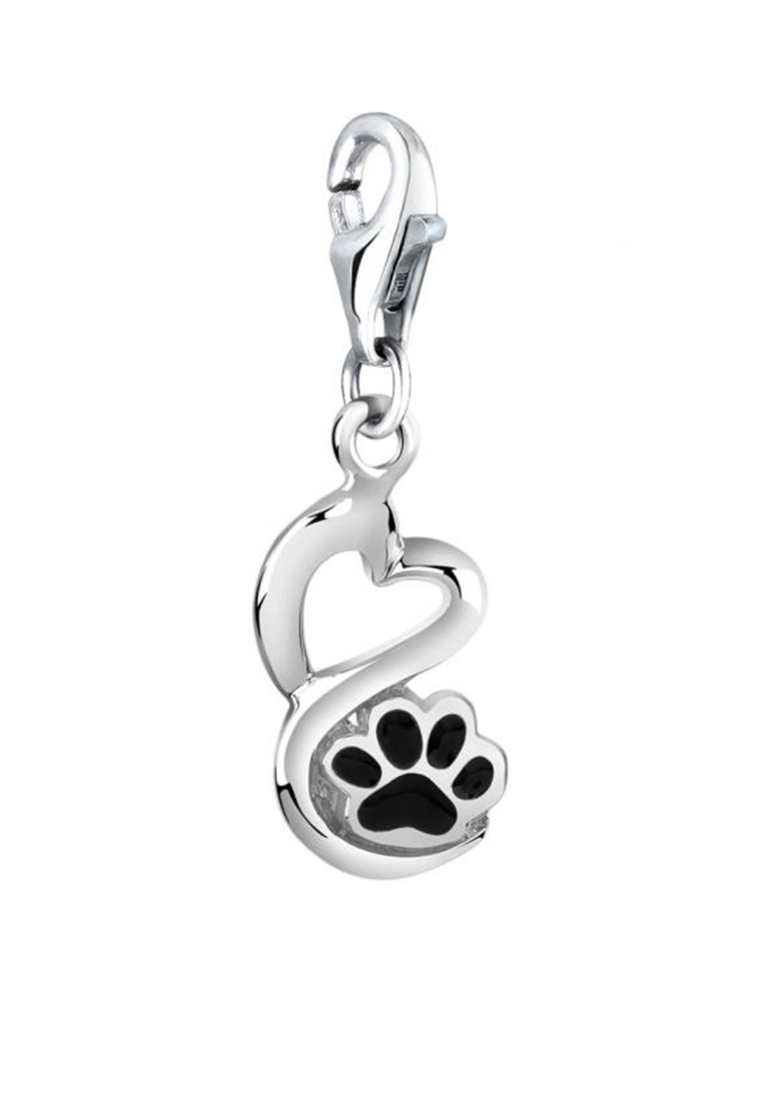 Nenalina Charm-Einhänger »Charm Anhänger Herz Pfote Tierliebe Emaille 925 Silber«