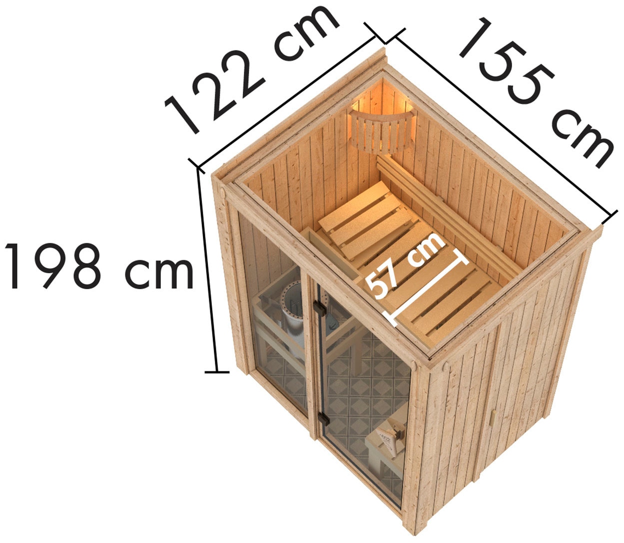 Karibu Sauna »Alani 1«, mit Ofen 3,6 kW Bio ext. Strg.