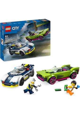 Konstruktionsspielsteine »Verfolgungsjagd mit Polizeiauto und Muscle Car (60415), LEGO...